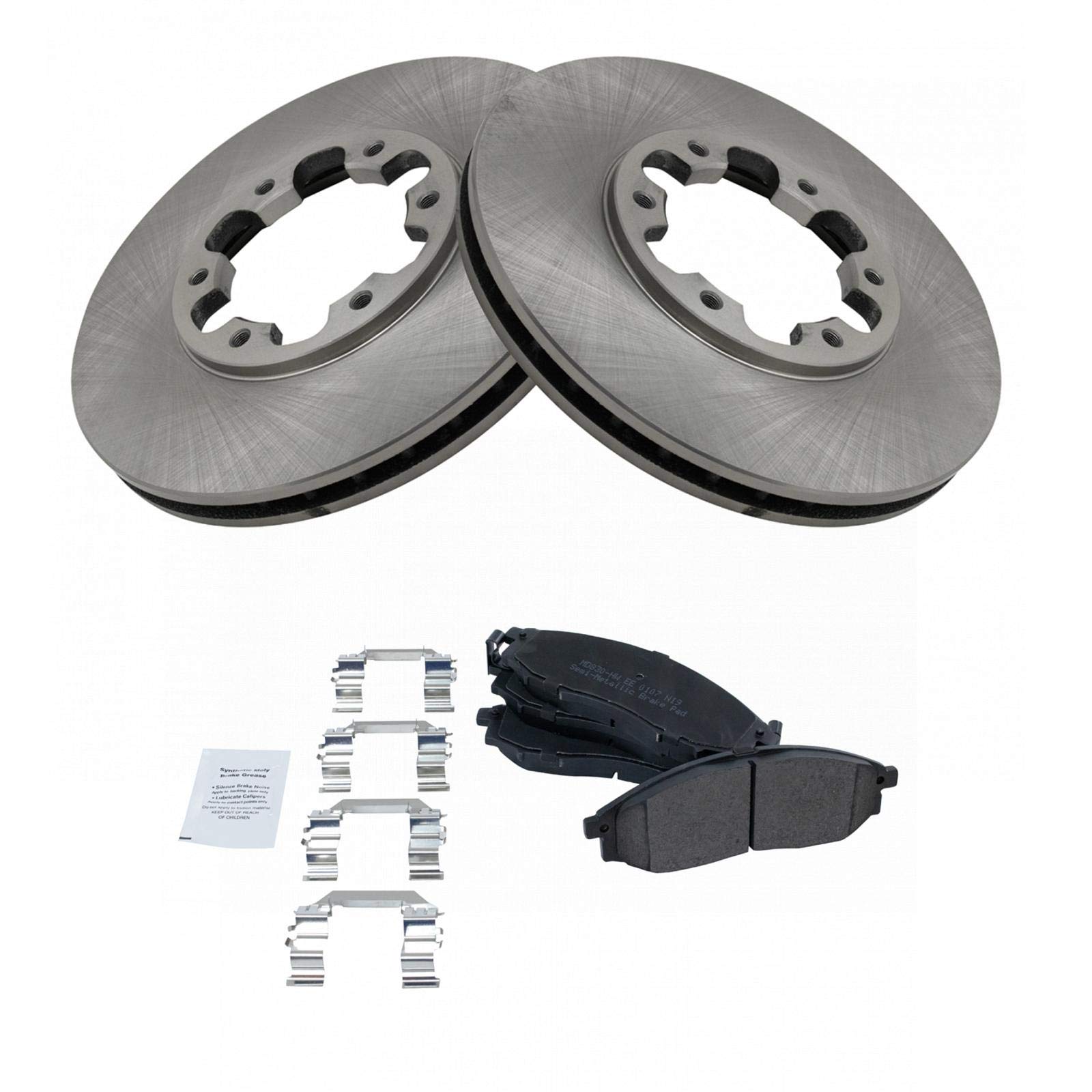 Trq Front Brake Pad & Rotor Kit Brake Pads Brake Rotor Semi-Metallic Compatible With 2003-2004 Nissan Frontier 2000-2004 Xterra