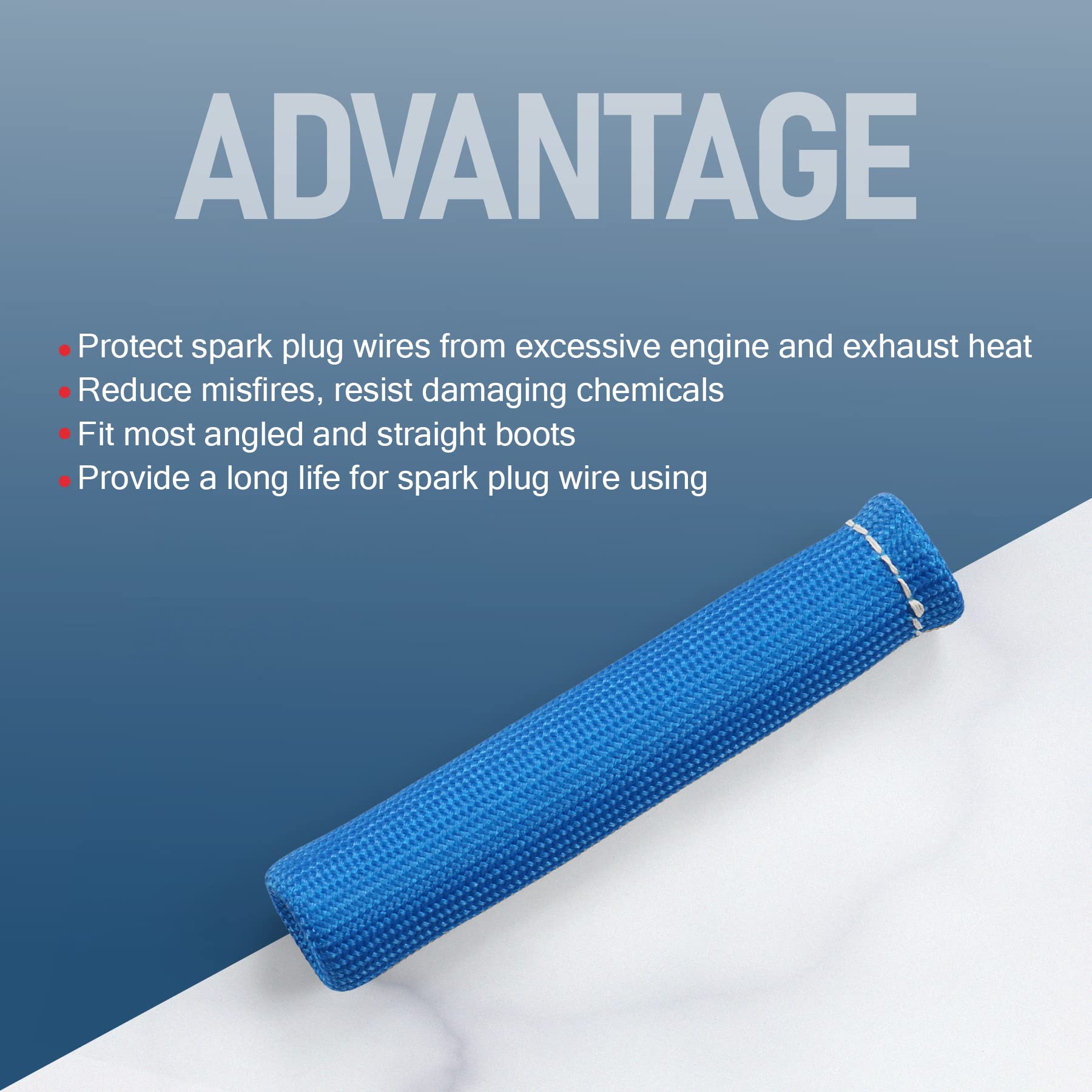 1200 Spark Plug Wire Boots Heat Shield Protector Sleeve Cover Replacement For Sbc Bbc 350 454 6 Inch 8Pcs Blue