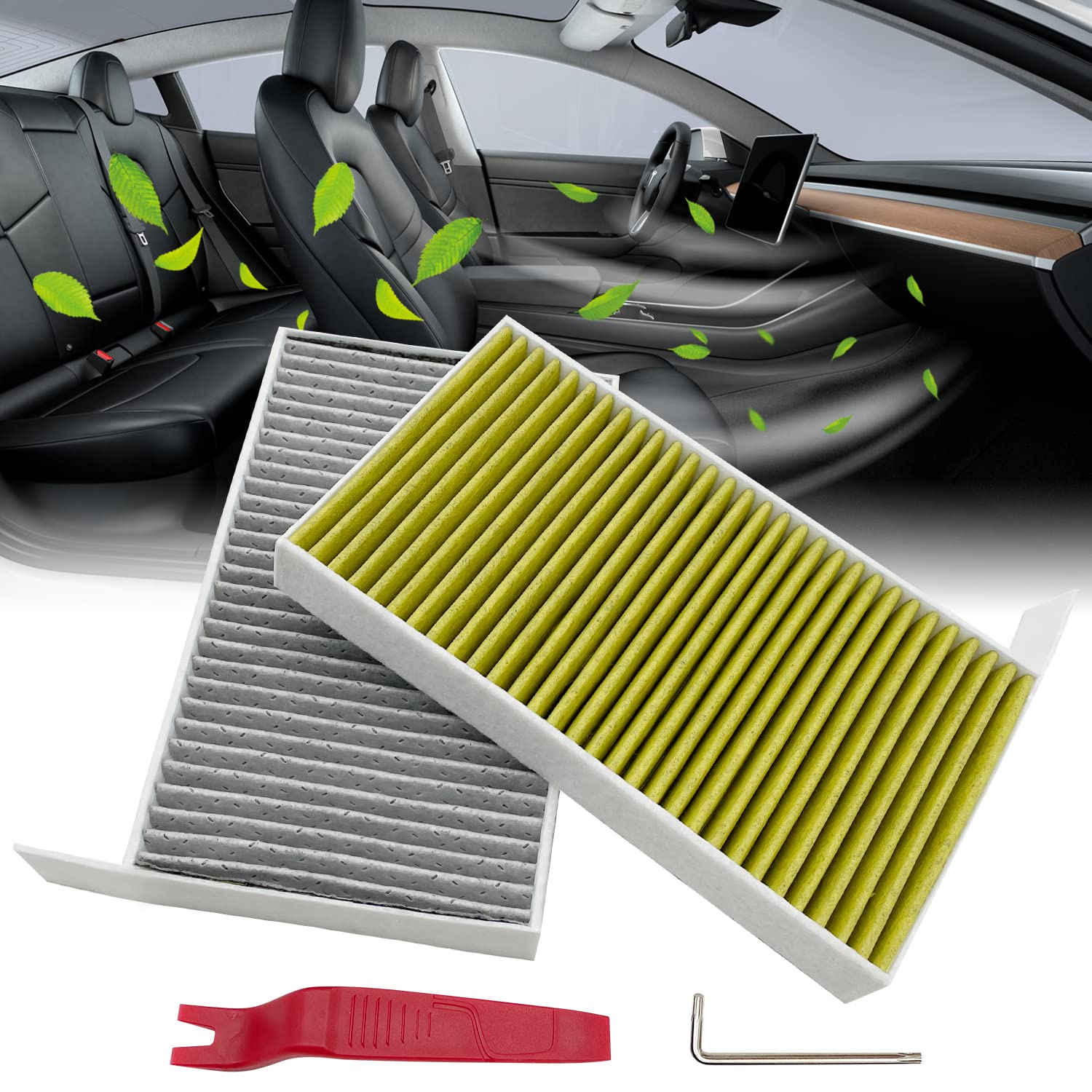 JOJOMARK Cabin Air Filter fits for Tesla Model 3/Y with Activated Carbon Fit for 2016-2024 Model 3/2020 2021 2022 2023 2024 Mode