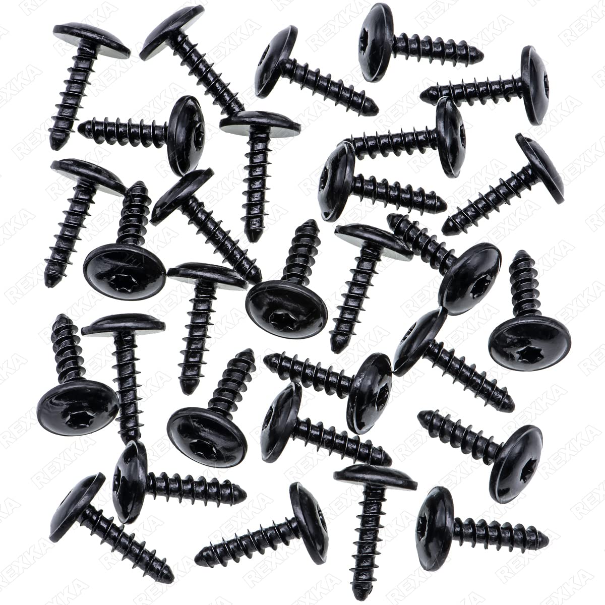 Rexka 30pcs M5-2.12 x 19mm T25 Torx Fender Liner Splash Guard Under Cover License Bracket Truss Head Tapping Screw Bolt Compatib