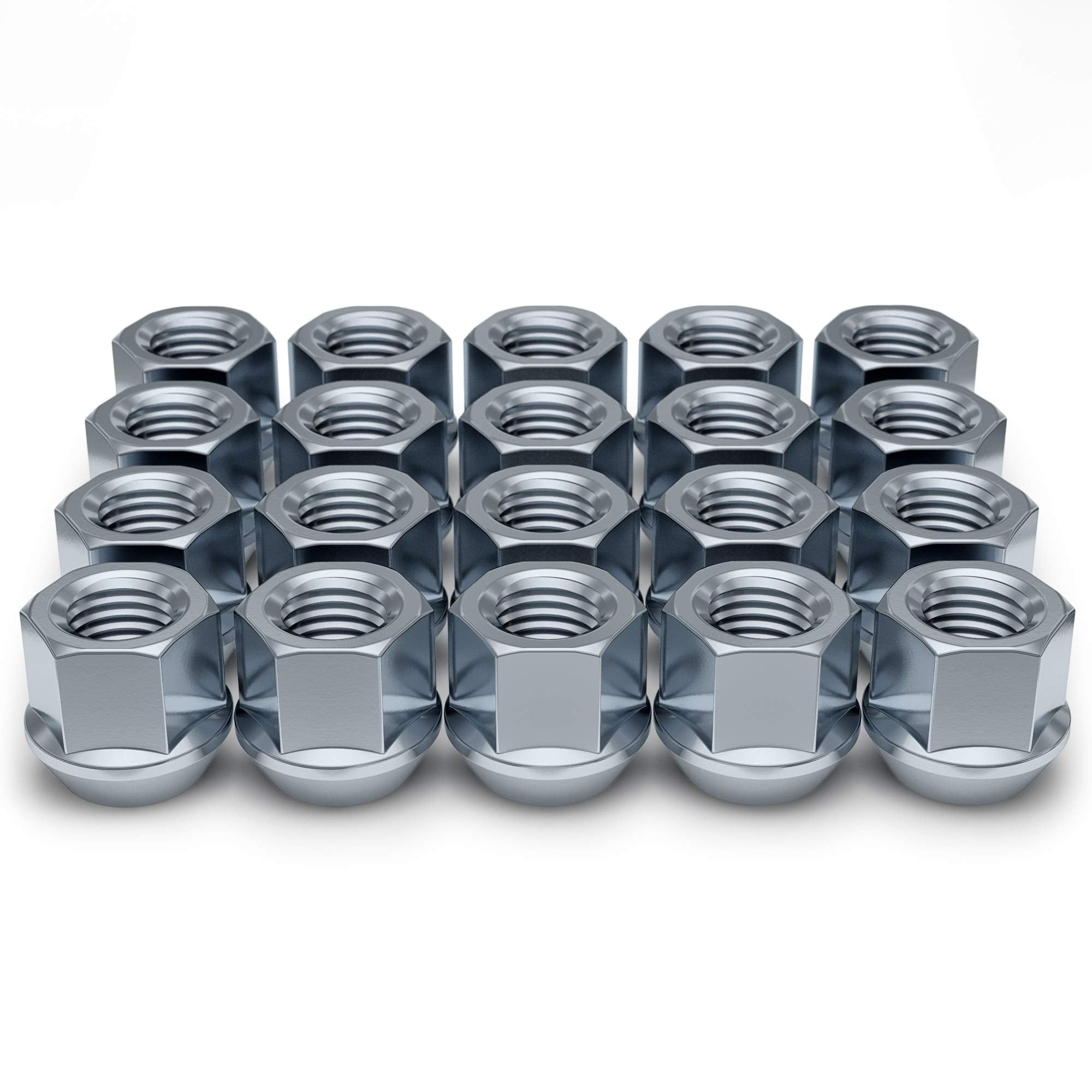 White Knight 1306-1S-20AM Zinc M12x1.25 Open-End Bulge Acorn Lug Nut, 20 Pack