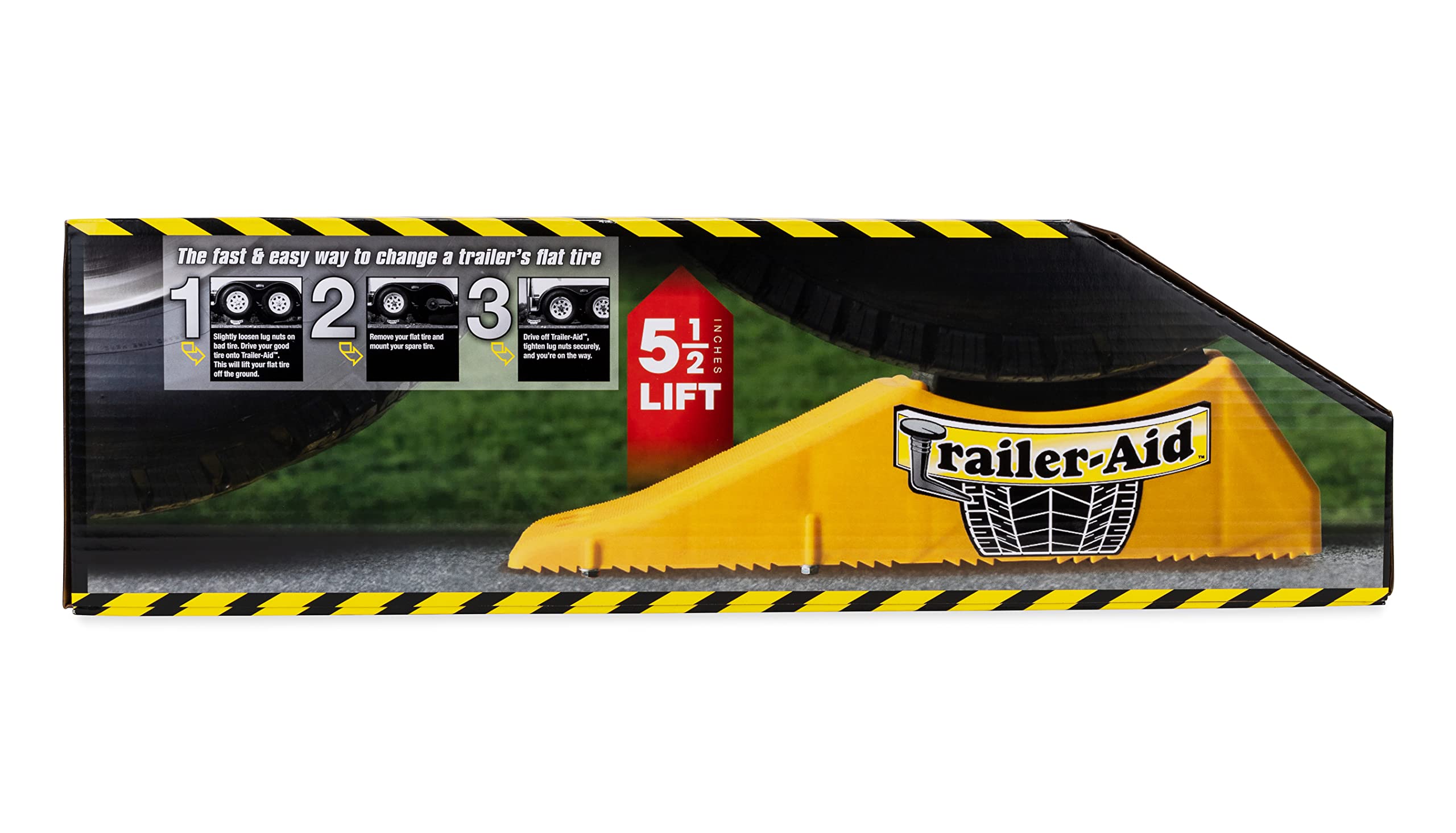Trailer Aid Plus Tandem Tire Changing Ramp, The Fast And Easy Way To Change A Trailer'S Flat Tire, Holds Up To 15,000 Pounds, 5.5 Inch Lift (Yellow) (23) (21002)