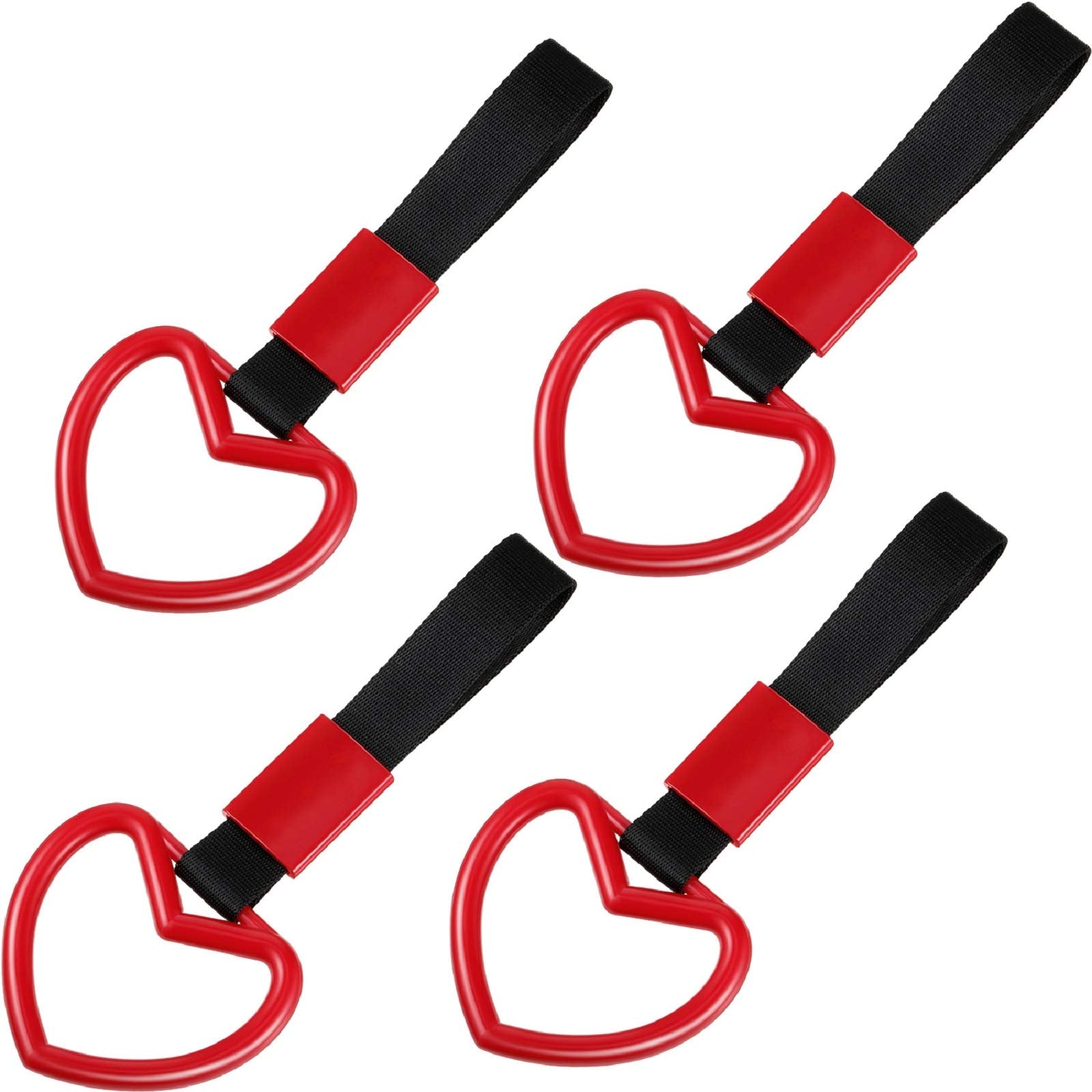 BBTO 4 Pieces Ring Heart Shaped Car Hand Strap Drift Charm Rear Bumper Warning Ring Decorative Warning Loops for Car Interior Ex