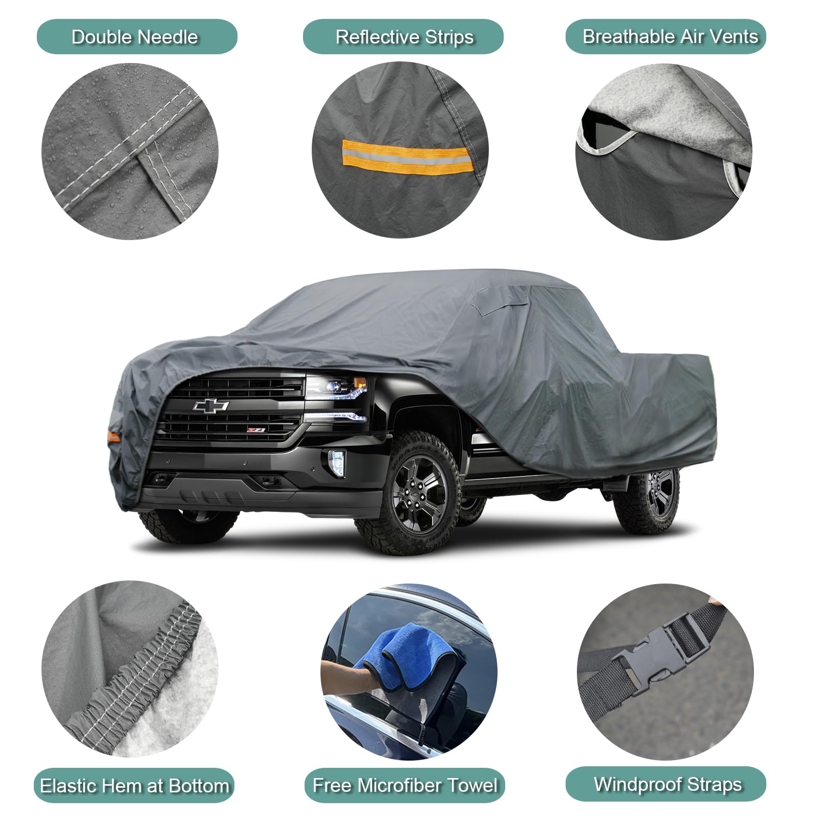 Gunhyi 16 Layers Truck Cover Waterproof All Weater - See Vehicle Size Chart - Heavy Duty Outdoor Truck Pickup Cover For Ford F-1