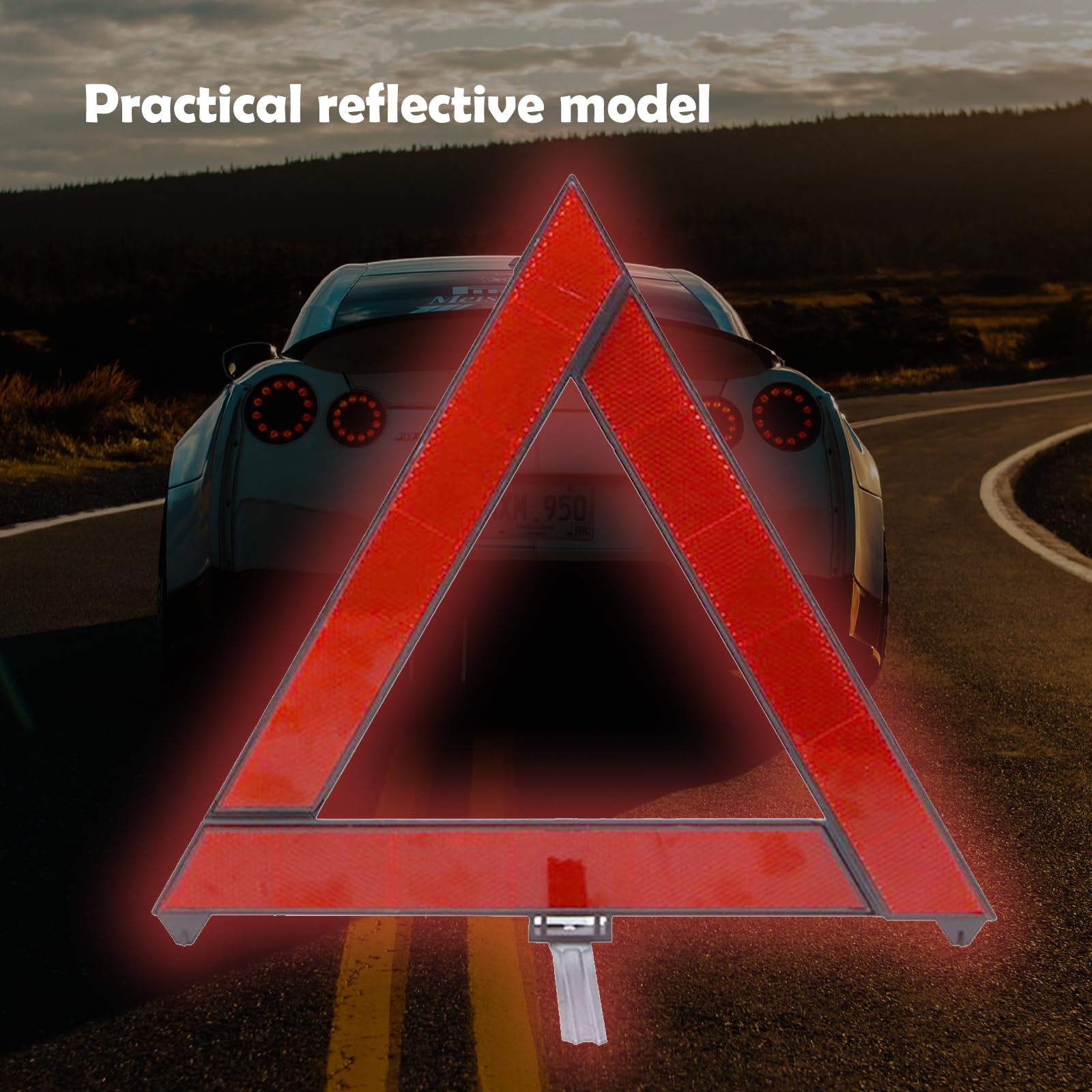 NGHEY 2 PCS Reflective Folding Vehicle Danger Sign, Safety Triangle Kit, Vehicle Breakdown Stop Warning Sign, Fit for Most Car (