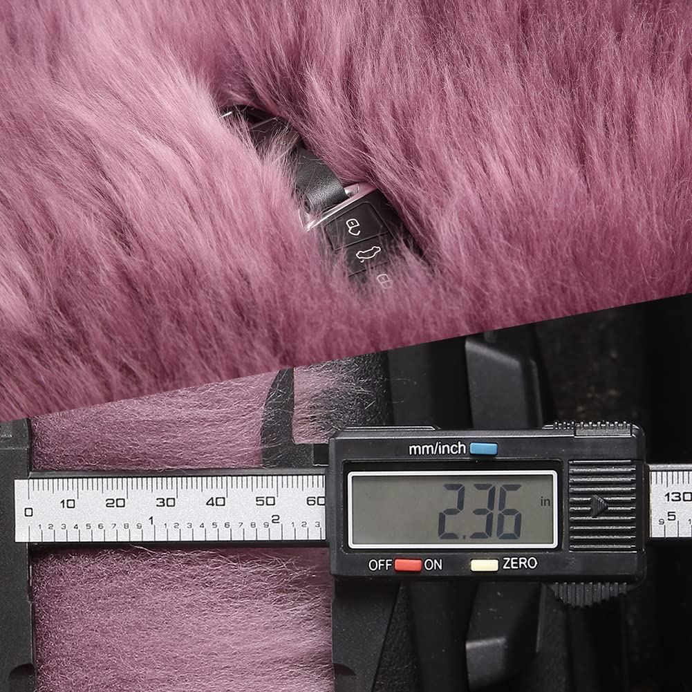 Iriwool Sheepskin Armrest Cover Auto Center Armrest Cover Car Soft Console Pad, Fluffy Wool Auto Center Console Cover For Most Car Arm Rest Decoration Protector 9 X 14 Inch (Long Wool, Pink)