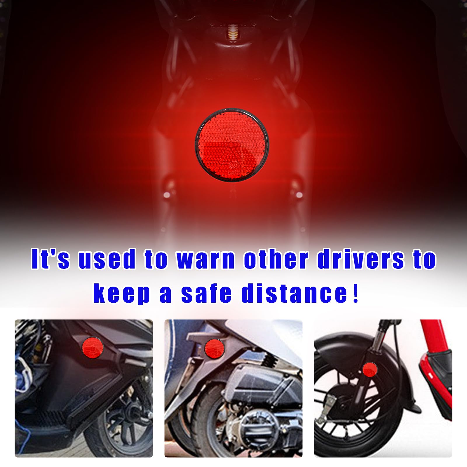 Dickno 2 PCS M6 x 1.0 Motorcycle Reflectors, Plastic Screw Mount Reflective Warning Reflector, Universal Motorbike Rear Safety R