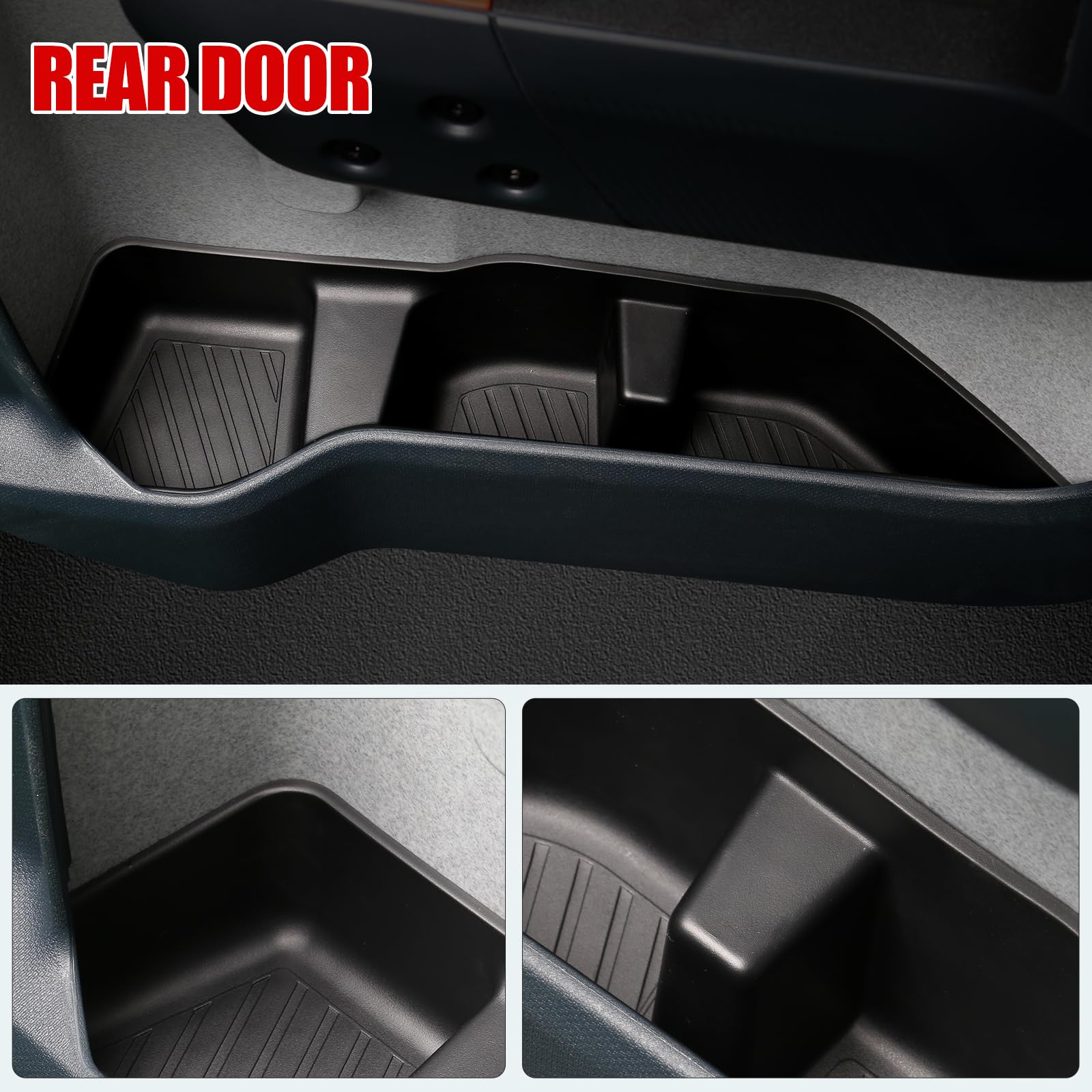 Mabett Door Side Storage Tray for Ford Maverick 2022-2025, TPE Organizer Box Set, Black, 4PCS