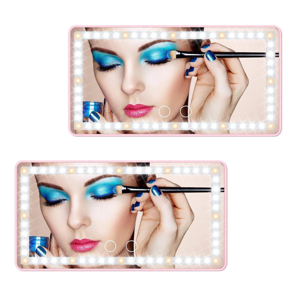 %.Oe Edge Auto Car Sun Visor Mirrors, 3 Light Modes & 60 Leds Rechargeable, Touch Screen Dimmer, Shades & Travel Cosmetic Mirror