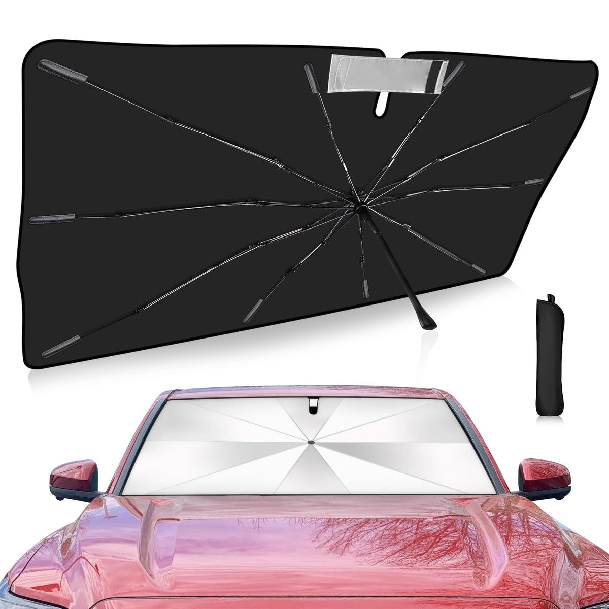 2025 Upgrade Windshield Sun Shade Umbrella Custom Fit for Toyota Tacoma 2016-2024 2025 Foldable UV Protection Car Cover, Emergen
