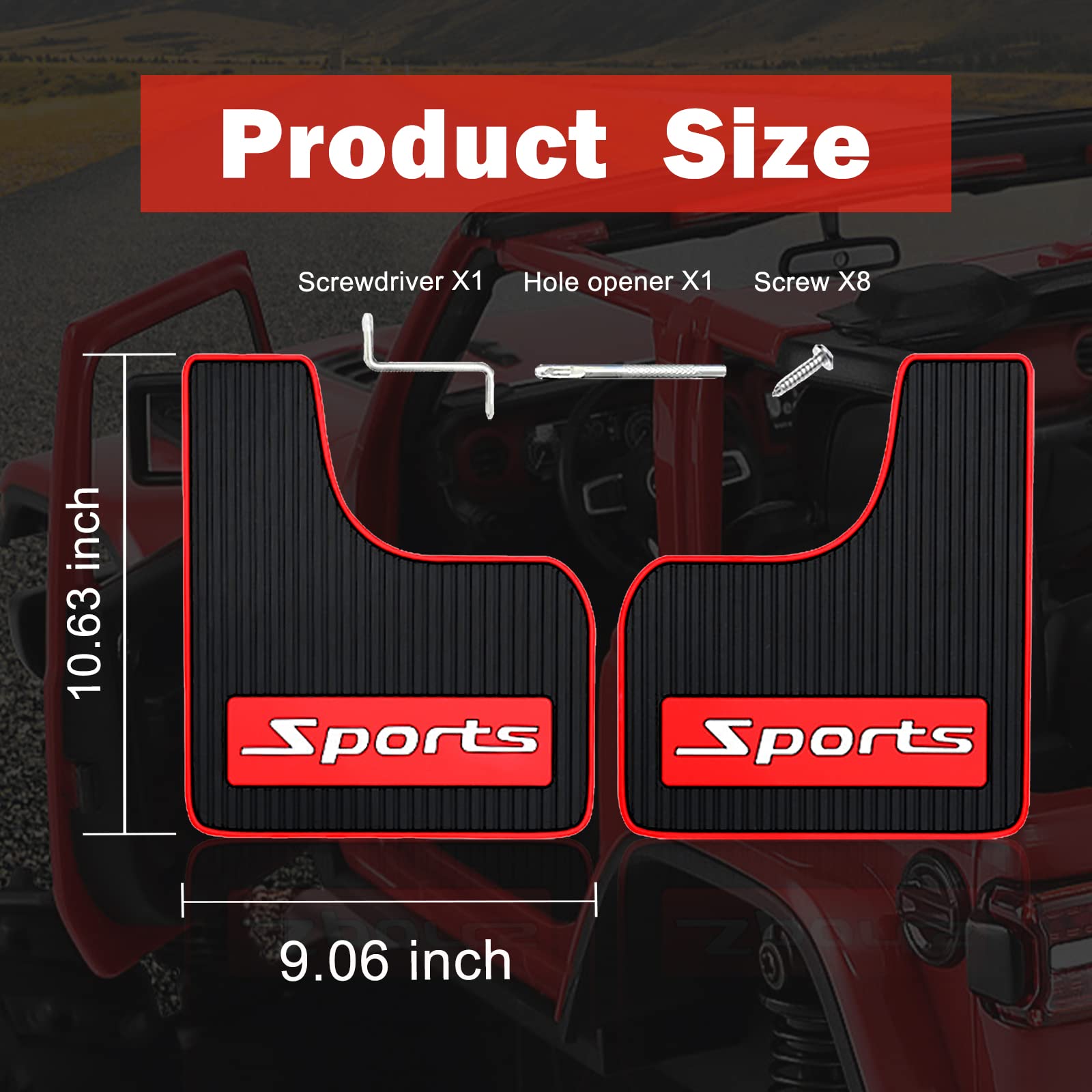 Jeseny 2 Pcs Car Mud Flaps Soft Material Automotive Rubber Mudguard Universal Mud Flaps Guards Splash Front And Rear Anti-Fly Splash Paddy Board Exterior Accessories Mud Decoration (Sports)