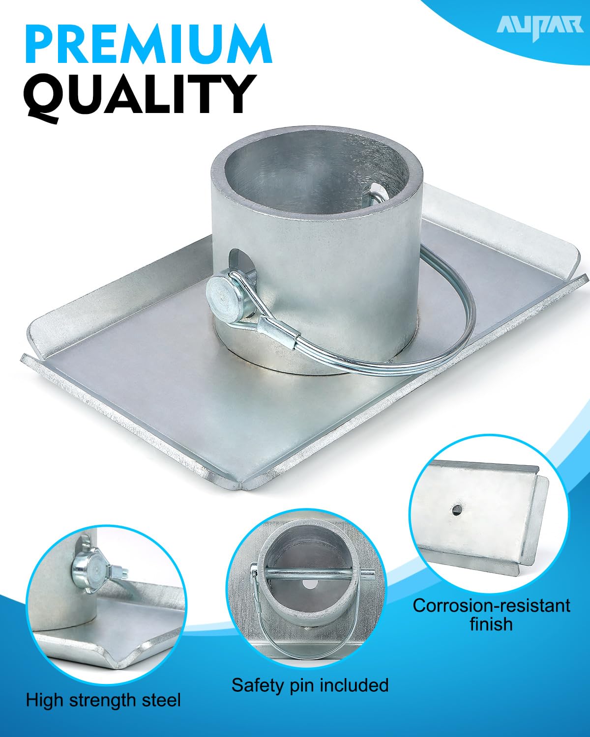 Aupar Trailer Jack Foot Plate with Pin Base, 5000lbs Capacity Trailer Jack Foot Pad Compatible with Boat Trailer Jack Tongue Par