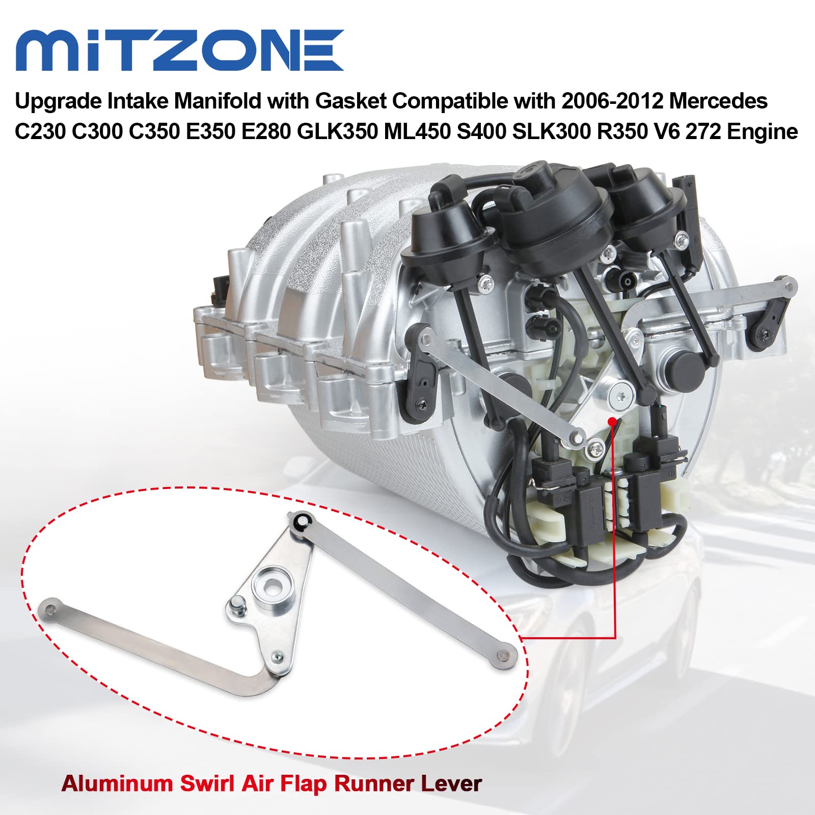 MITZONE Upgrade Intake Manifold with Gasket Compatible with 2006-2012 Mercedes C230 C300 C350 E350 E280 GLK350 ML450 S400 SLK300