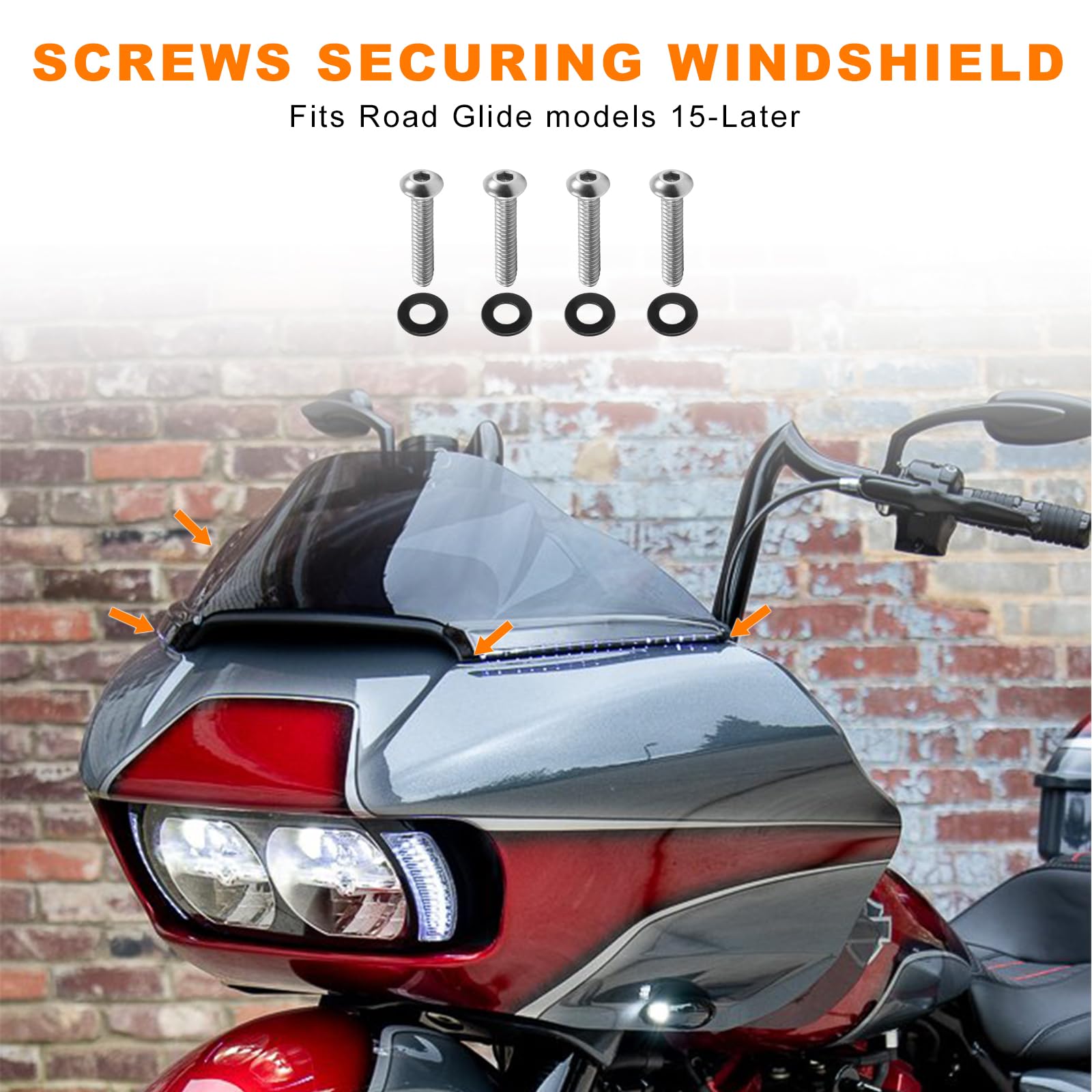 Eumti 18Pcs Motorcycle Batwing Inner Fairing Windshield Trim Screws Bolts Kit Stainless Steel Fit For Harley Touring Street Glid