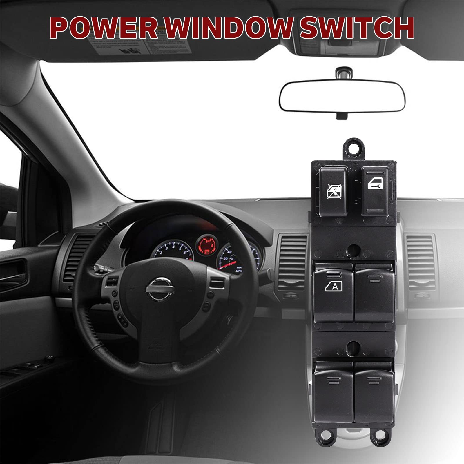 25401-Zj60A Driver Side Master Power Window Switch Replacement For Nissan Sentra 2008 2009 2010 2011 2012, Replace# 25401-Zn50C