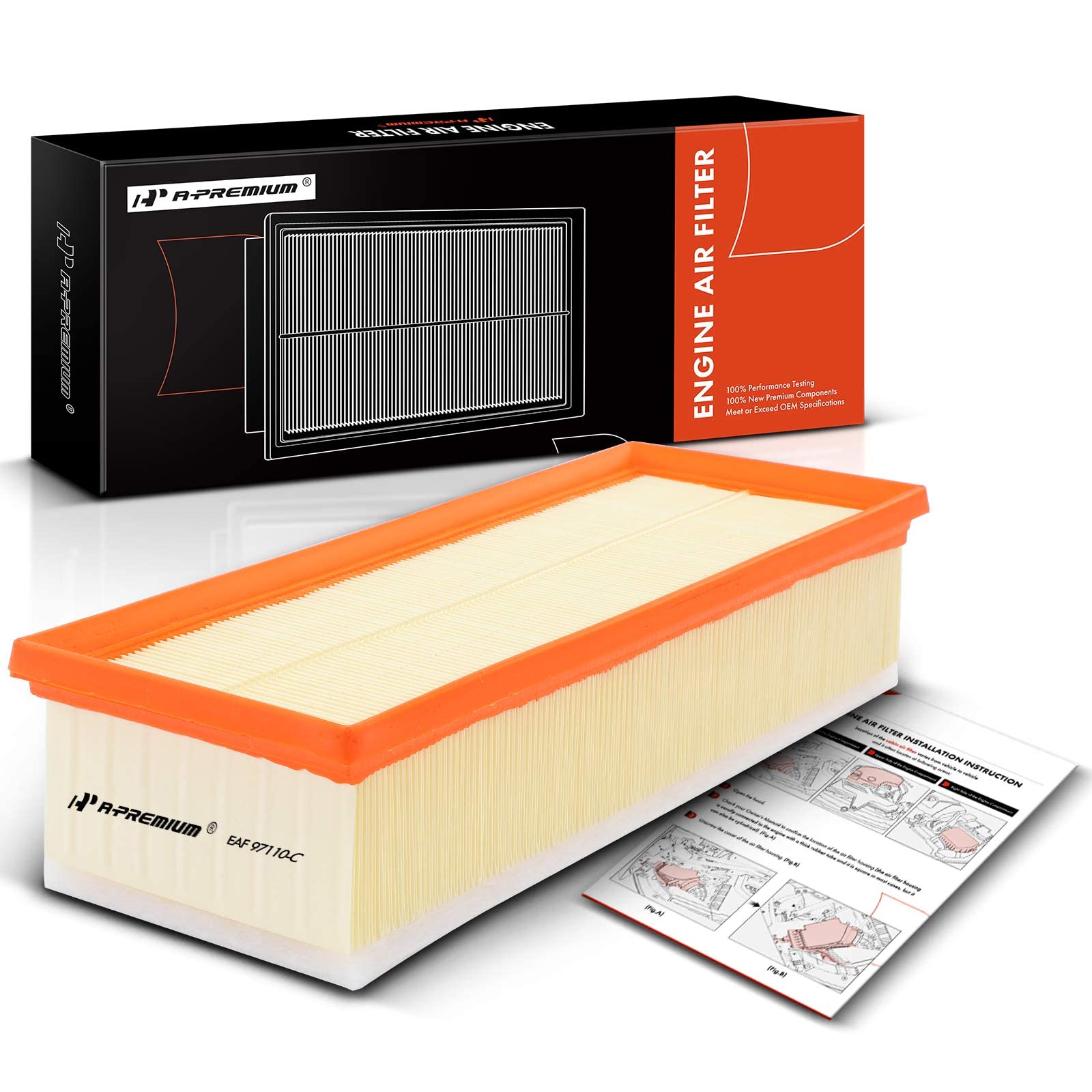 A-Premium Engine Air Filter Compatible with Audi A3 2008-2013, Q3, TT (Quattro) & Volkswagen Jetta 2005-2018, Passat, Beetle, CC
