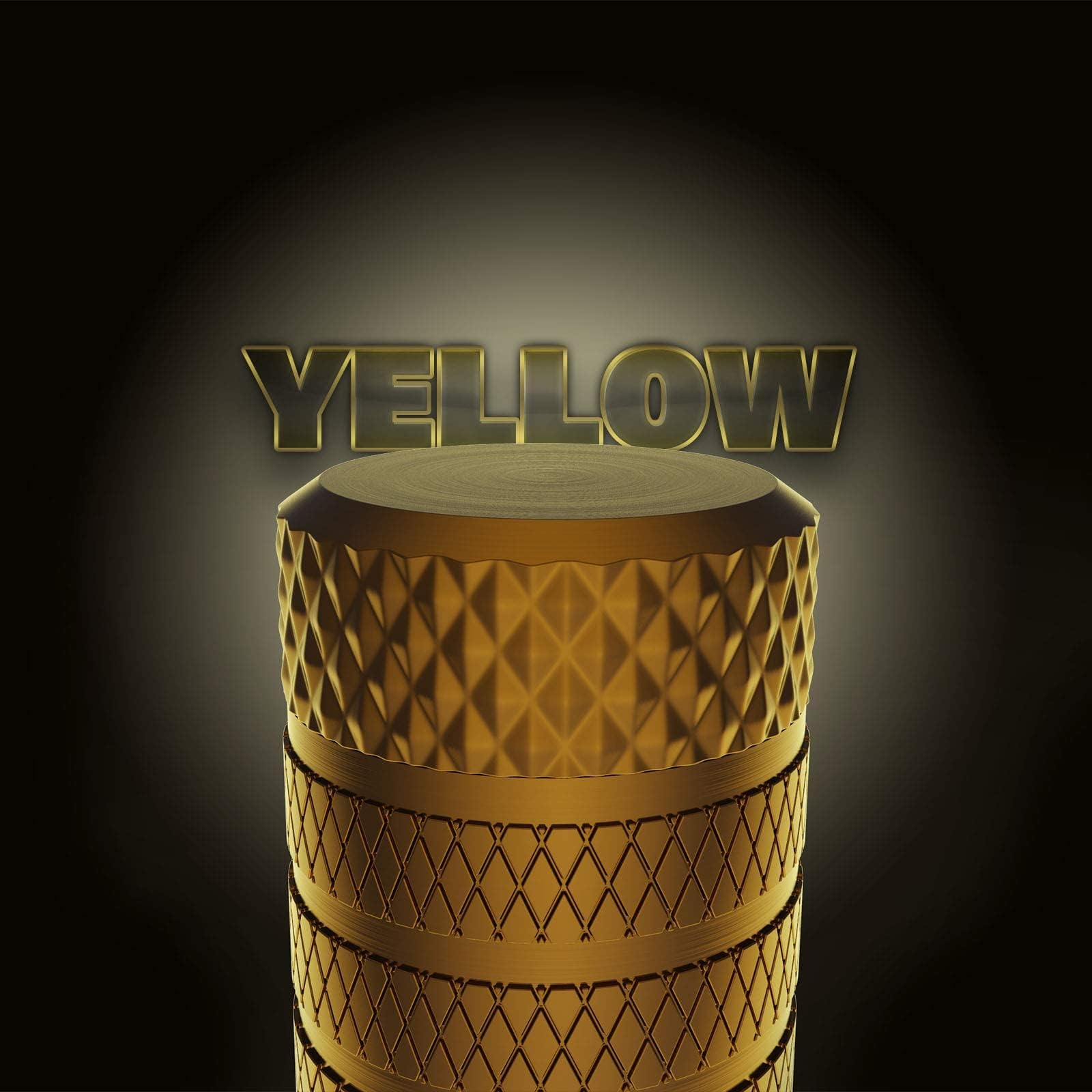 Ckauto Tire Valve Stem Caps, Yellow, 10 Pcs/Pack, Anodized Aluminum Tire Cap Set, Corrosion Resistant, Universal Stem Covers For