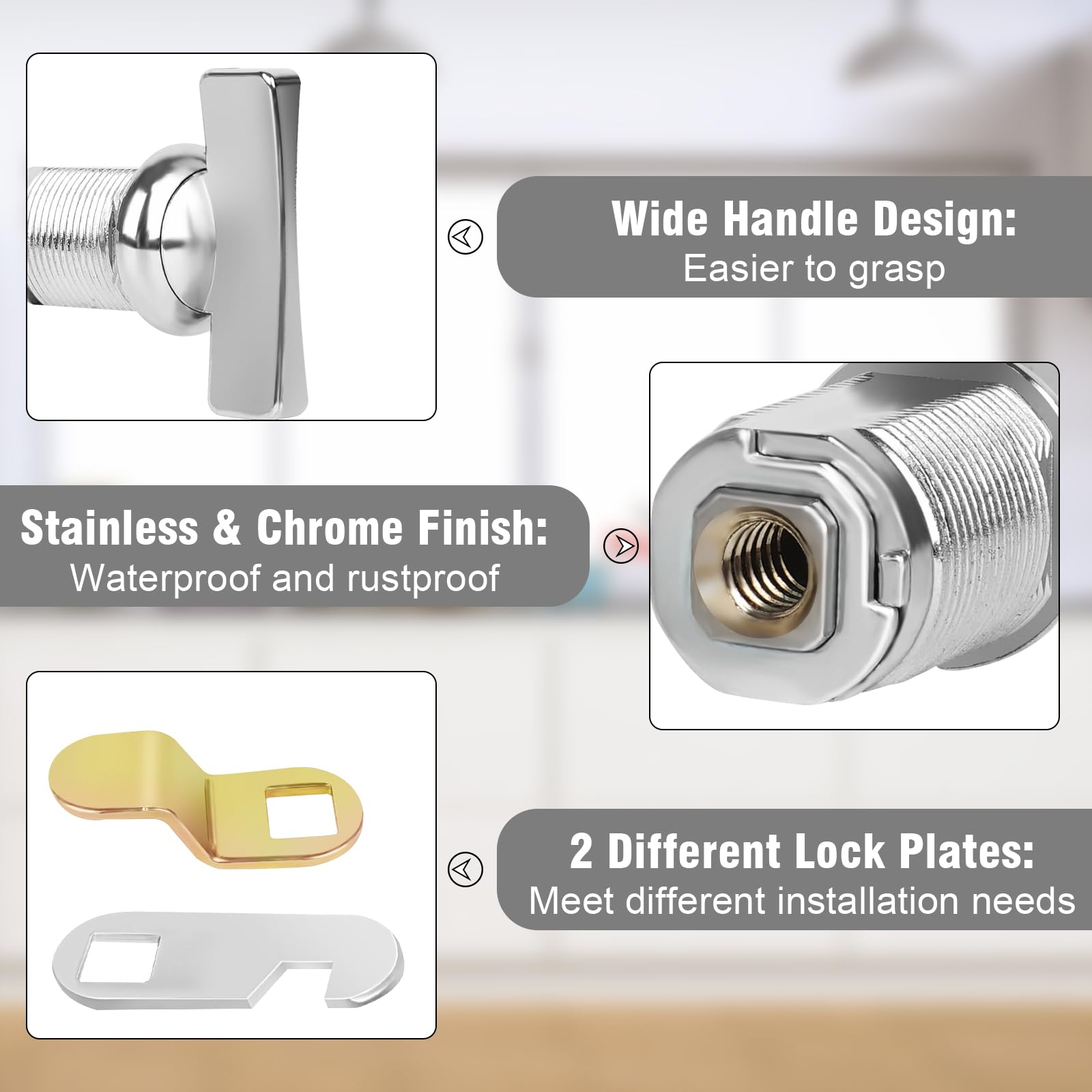 Sartatue Thumb Operated Offset Cam Lock, 1-3/8    Rv Storage Locks 5Pcs Cabinet Locks 5Pcs Keyless Non-Locking Locks Replacement