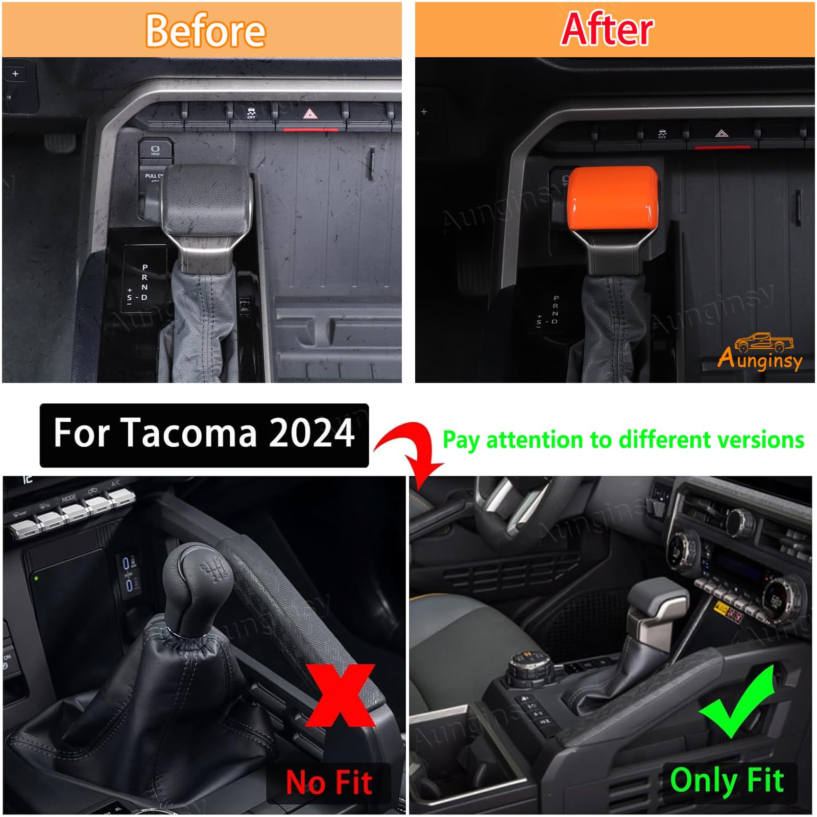 Aunginsy Shifter Gear Hand Brake Trim Cover Compatible With Toyota Tundra/Sequoia 2022-2025 Tacoma 2024 2025 Center Console Gear