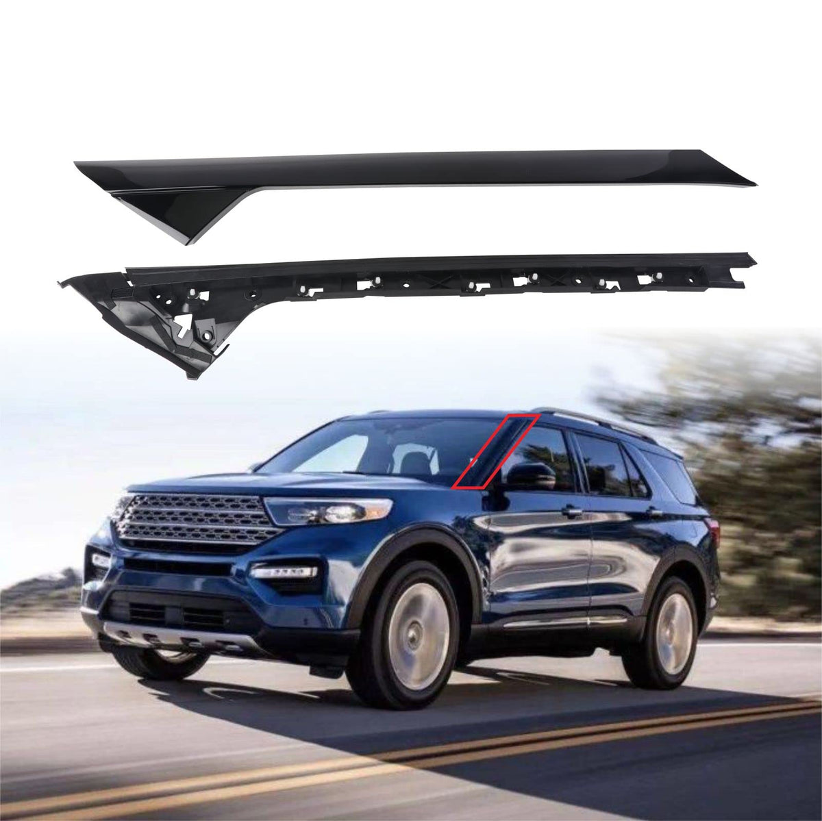 Dolksn A-Pillar Front Molding Windshield W/Side Tape Fit For 2011-2019 Ford Explorer 4 Door Utility Bb5Z-7803145-Aa Bb5Z-7803137