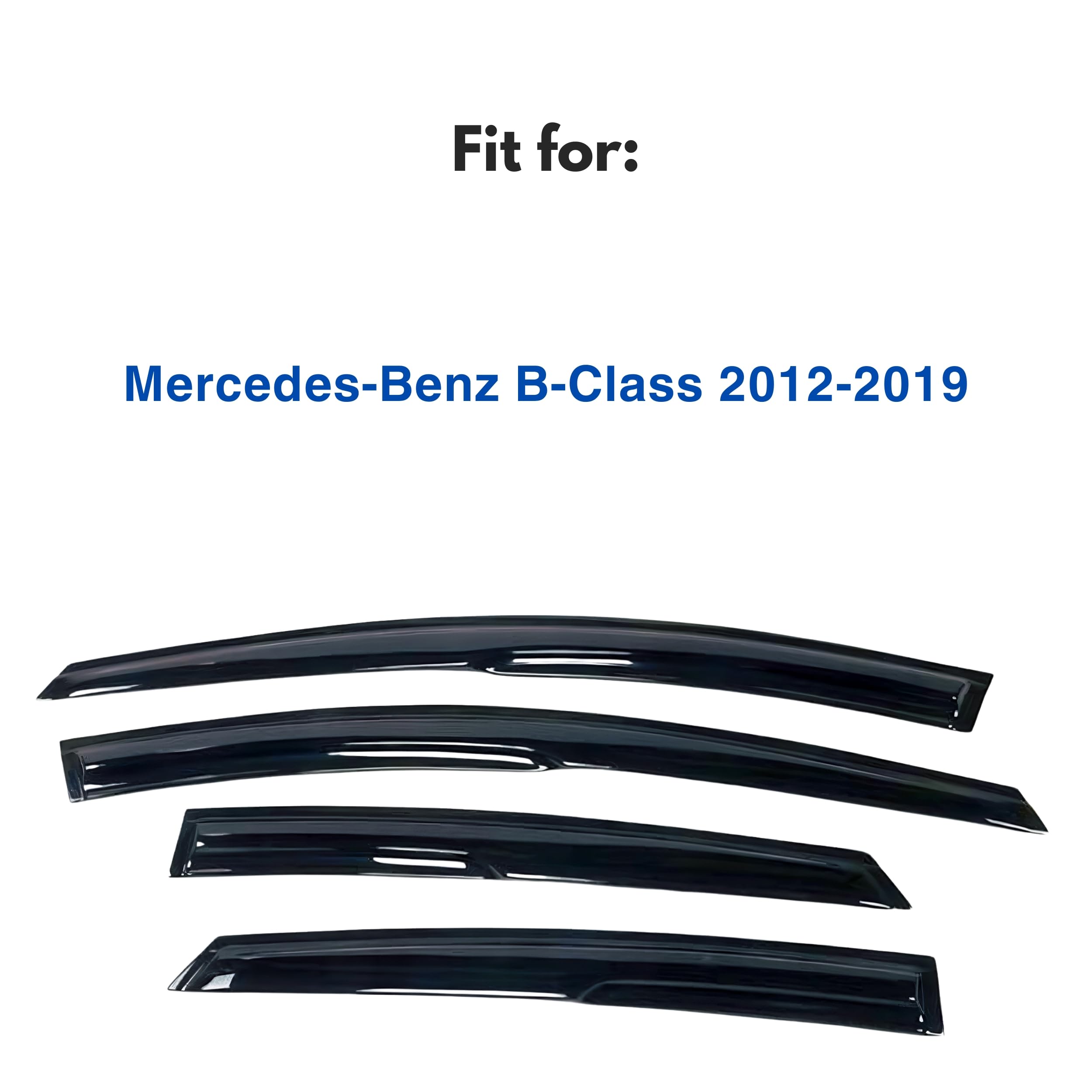 Ig Window Visor For Mercedes-Benz B-Class 2012-2019, Rain Guard Tape-On Extra Durable Sun Wind Side Vent Window Deflector Mugen