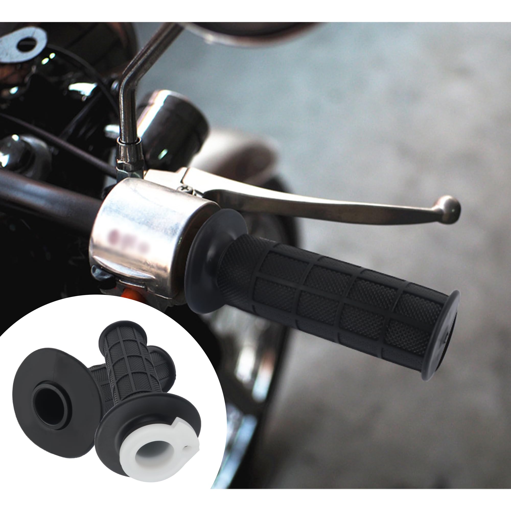 Ihotder Throttle Cable Kit,Motorcycle Handlebar Grips With Twist Throttle & 47' Throttle Cables,Universal Bike Throttle Assembly Compatible With 7/8' 110-250Cc Motorcycle Bike Atv