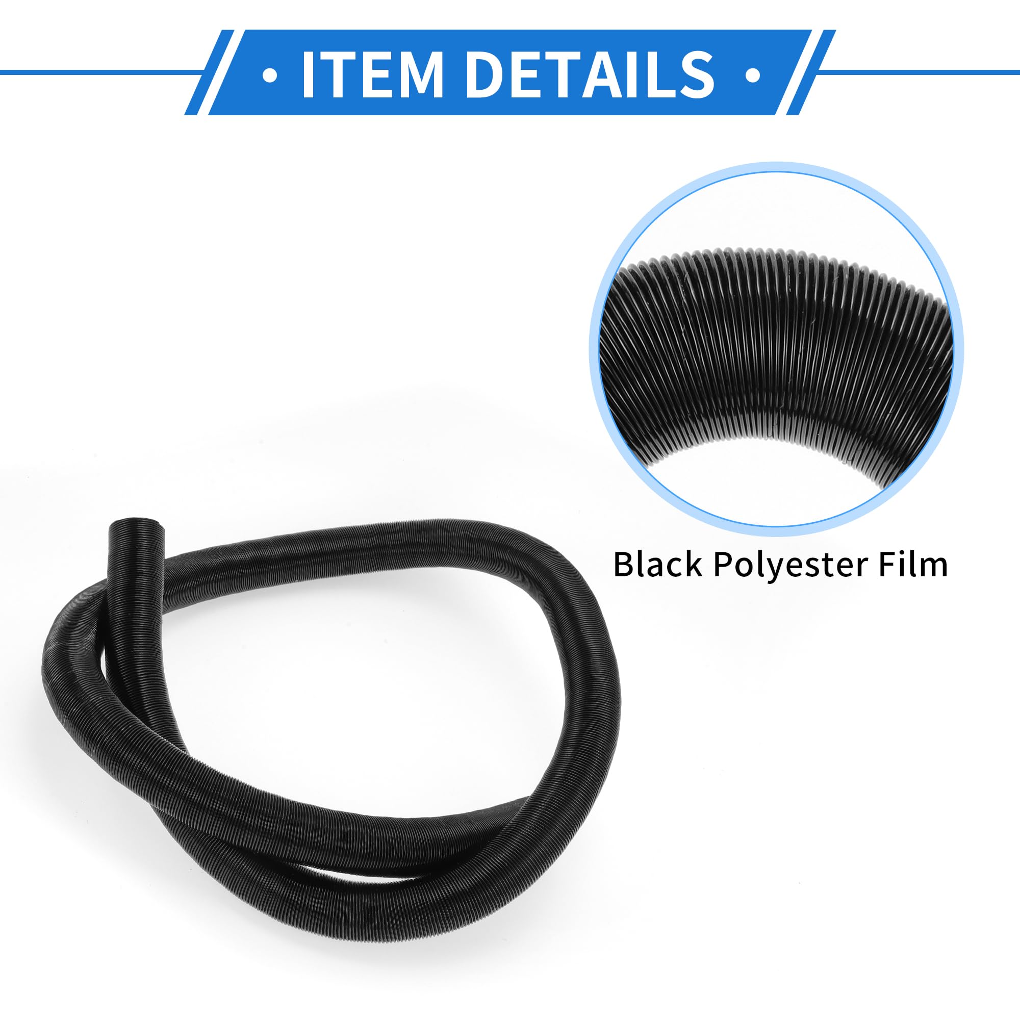 VekAuto 1 Pc Car Heater Duct Pipe 25mm ID 200cm Max l Warm Air Ducting Hose Car Truck RV Bus Van Boat Aluminum Foil Black