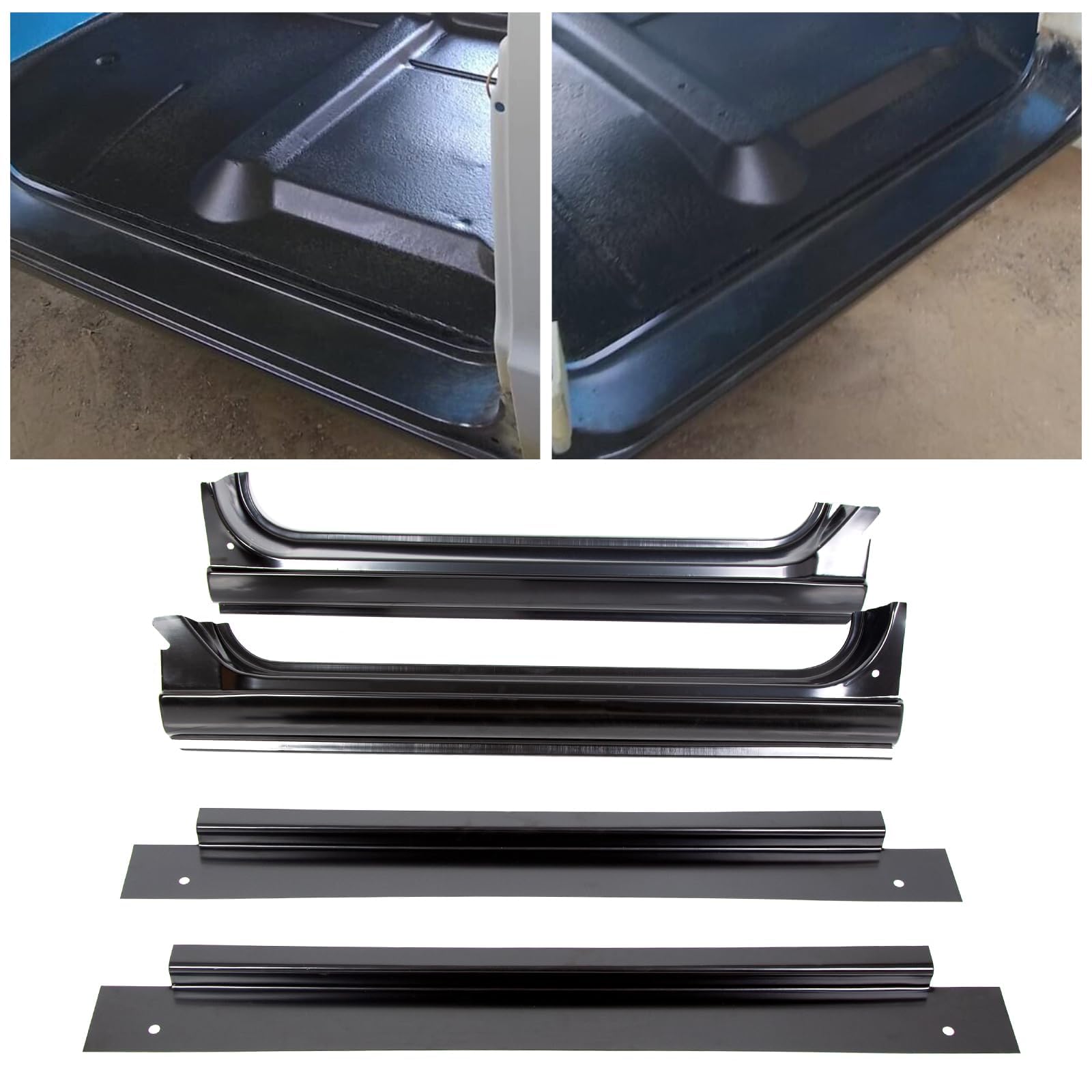 Ecotric Full Rocker Panels Compatible With 1967-1972 Chevy Chevrolet Gmc C10 Truck W/Inner Patch Panels Replacement For Gm1600102 Gm1601102