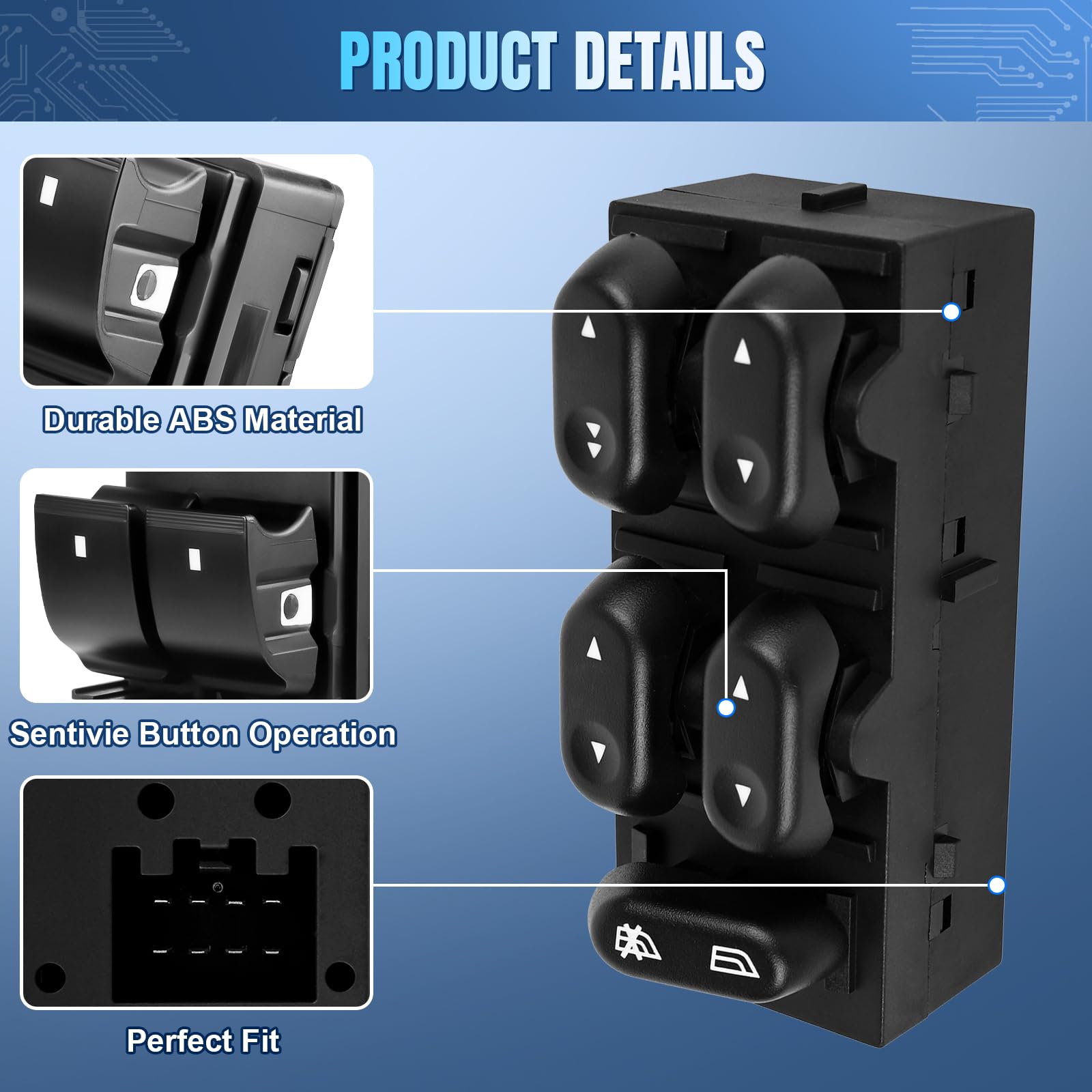 Lcwrgs Driver Side Master Power Window Switch 5L1Z14529Aa Replacement For Ford F150 2004 2005 2006 2007 2008, Ford Expedition 2003 2004 2005 2006, Ford Crown Victoria 2003-2008