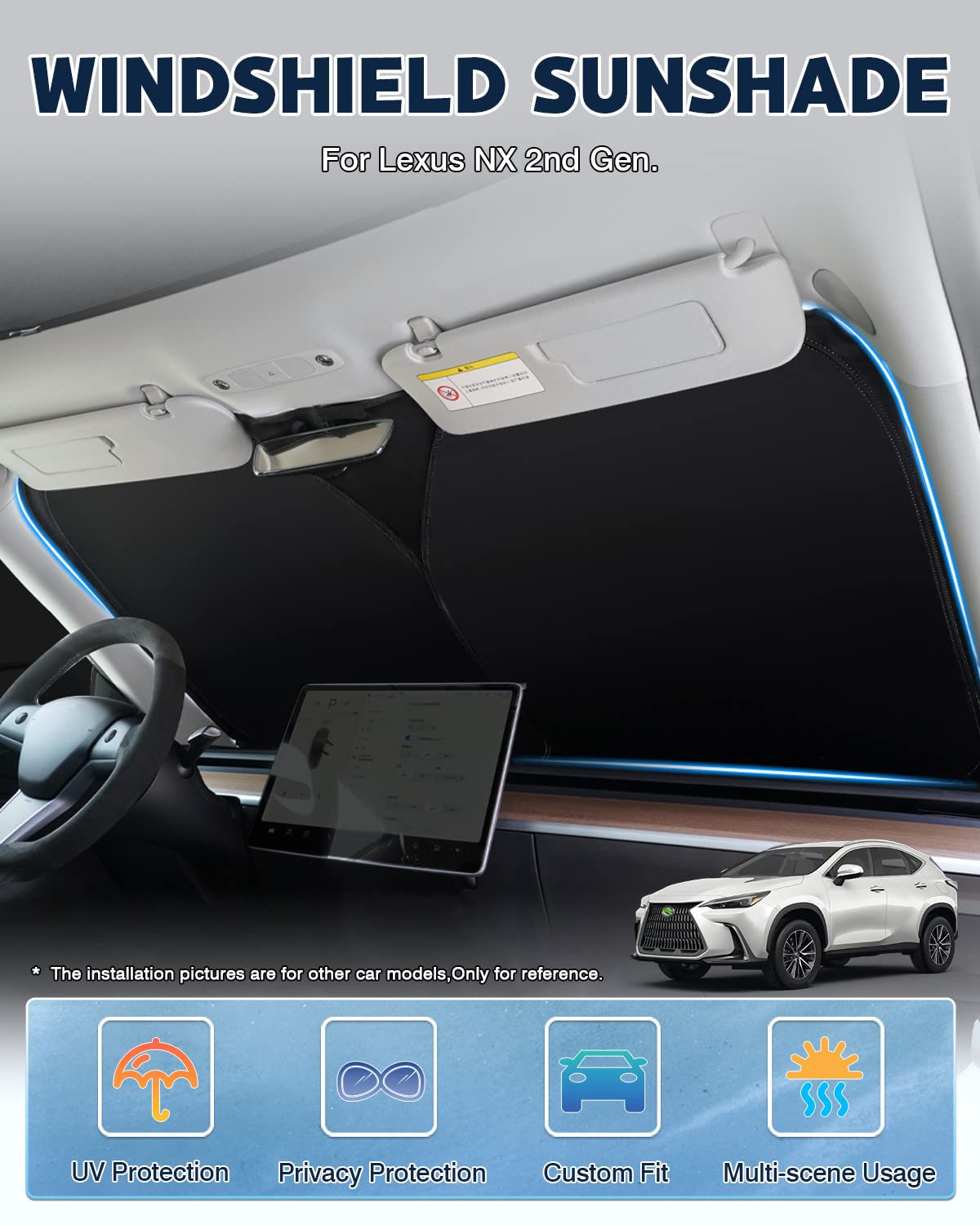 Karltys Windshield Sun Shade For 2022-2024 2025 Lexus Nx Nx250 Nx350 Nx350H Nx450H+ Accessories, Upf50+ Reflective Front Window