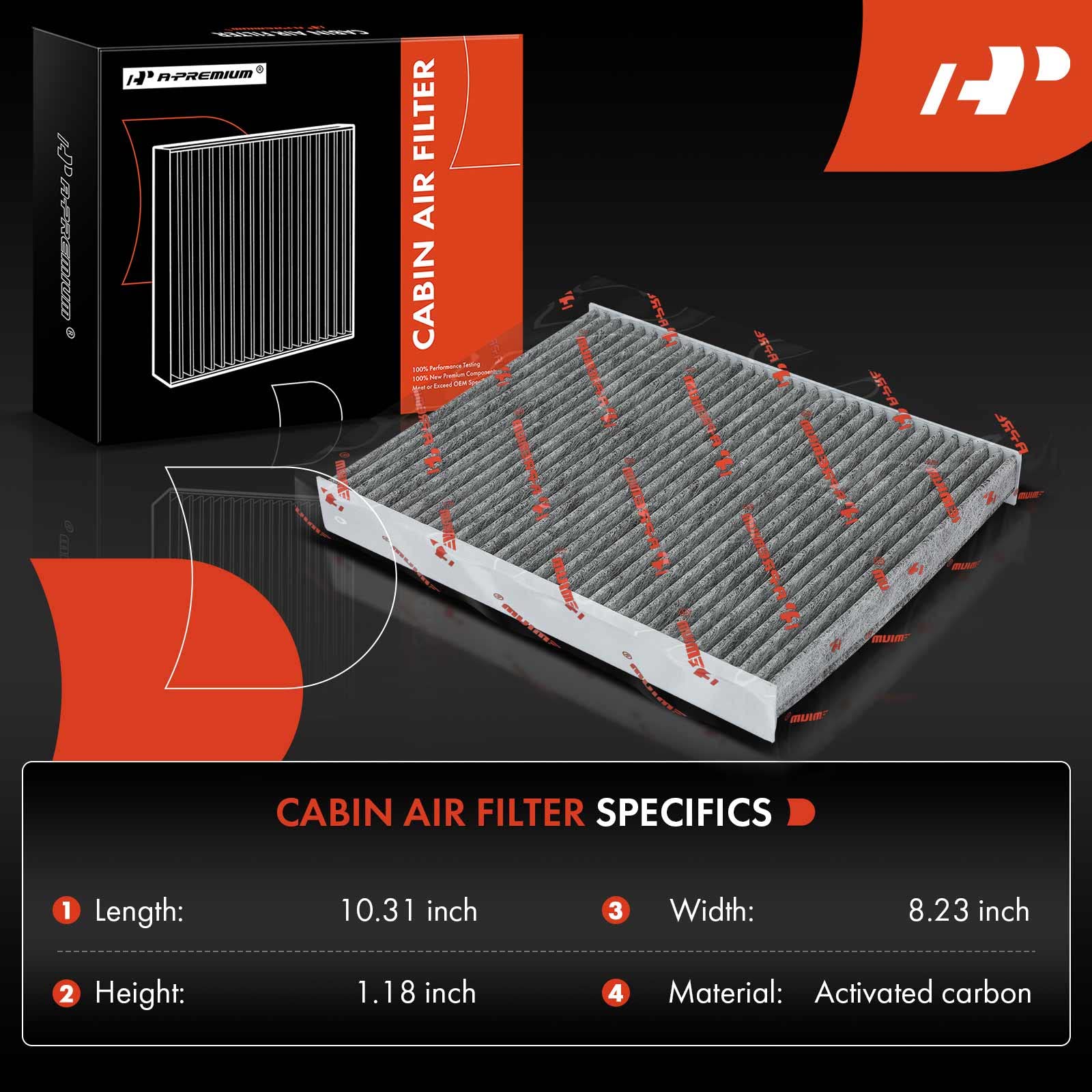 A-Premium Cabin Air Filter with Activated Carbon Compatible with Hyundai Santa Fe 2009-2011 & Kia Sorento 2011-2015, Replace# 97