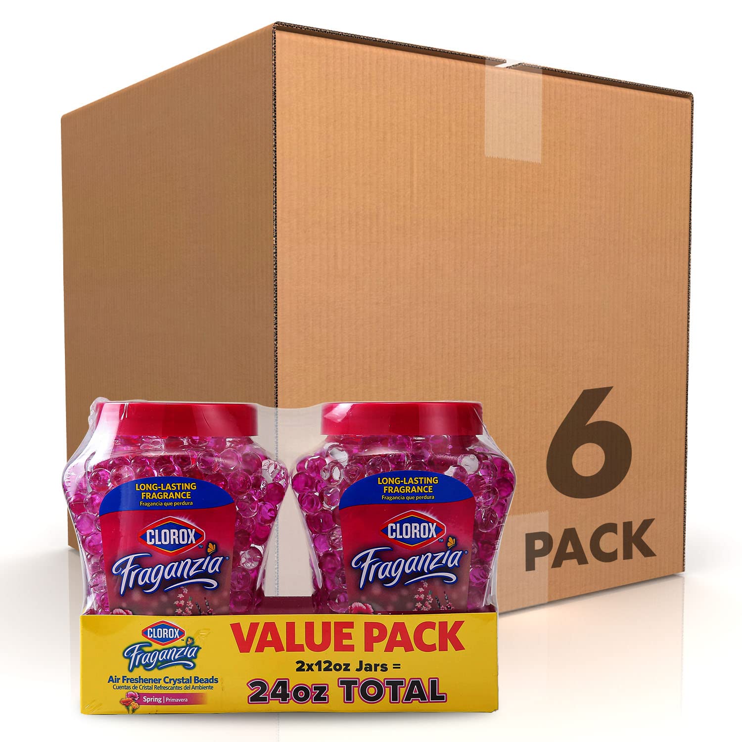 Clorox Fraganzia Crystal Beads Air Freshener Value Pack Long-Lasting Beads Gel Air Freshener in Spring Scent for Home, Bathroom,