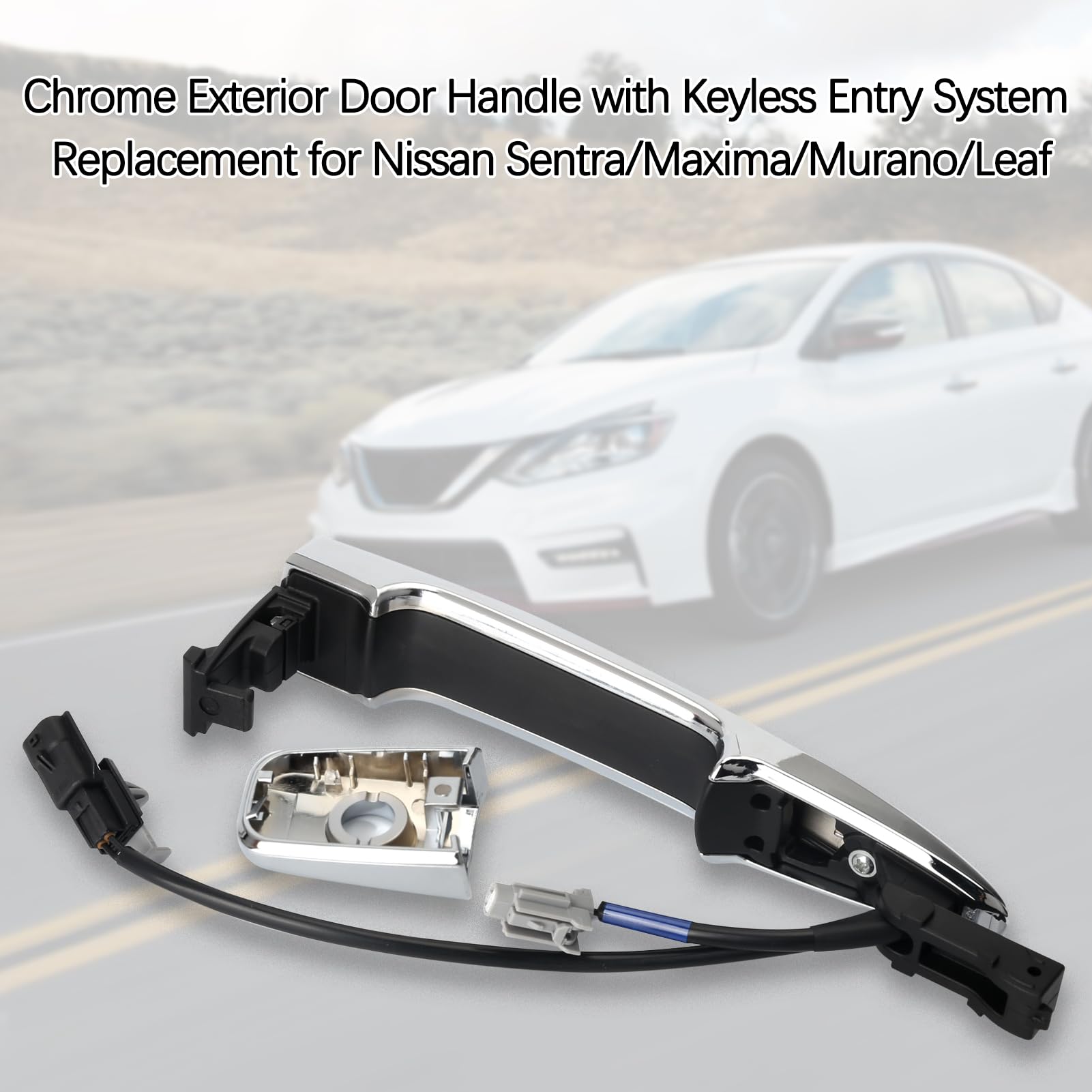 806469N00A Exterior Chrome Door Handle Front Left Driver Side, with Sensor and Smart Keyless Entry System, for 2009-2018 Nissan