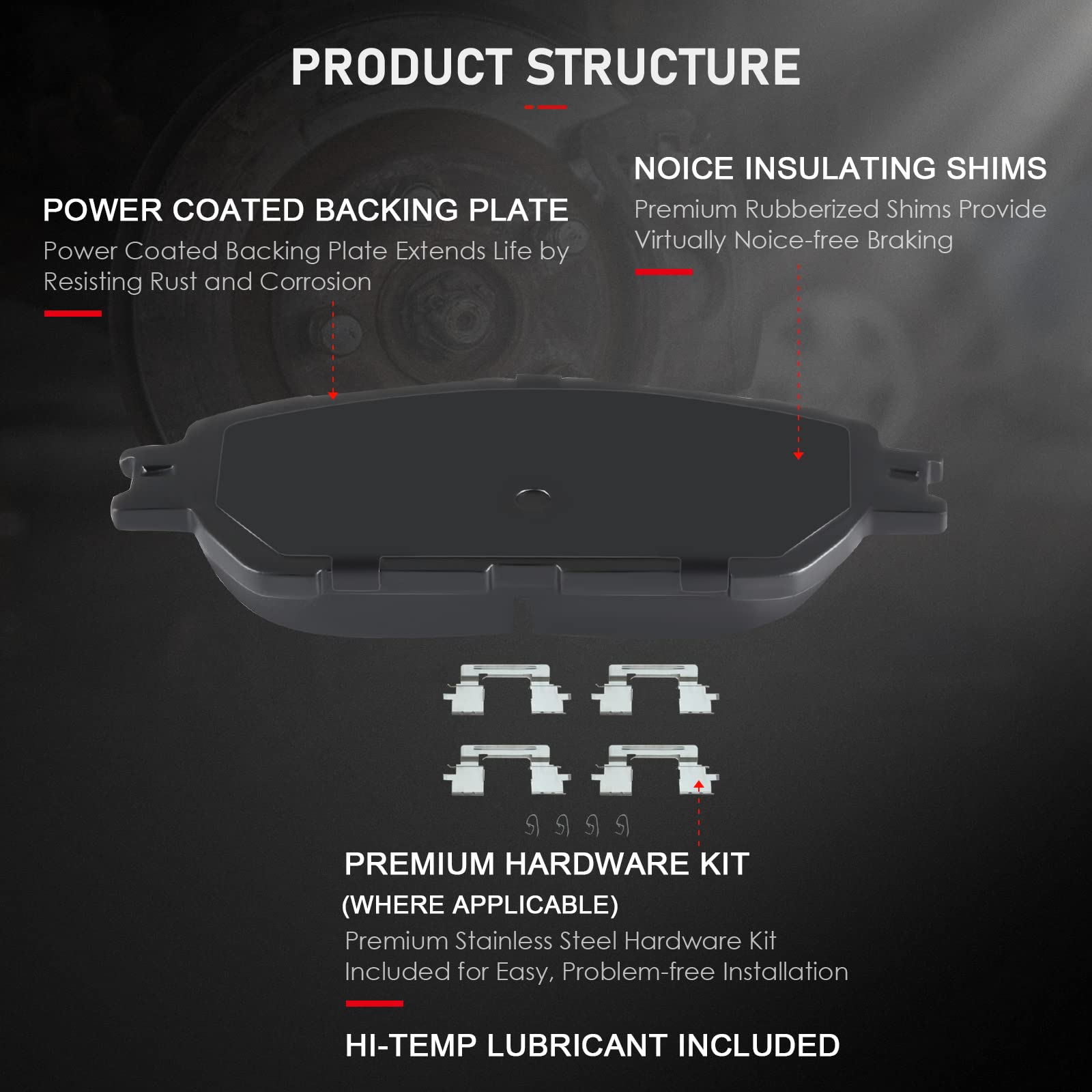 Cciyu D906 D995 Front Rear Ceramic Brake Pads Kits 8Pcs Fit For 2004-2010 For Toyota For Sienna