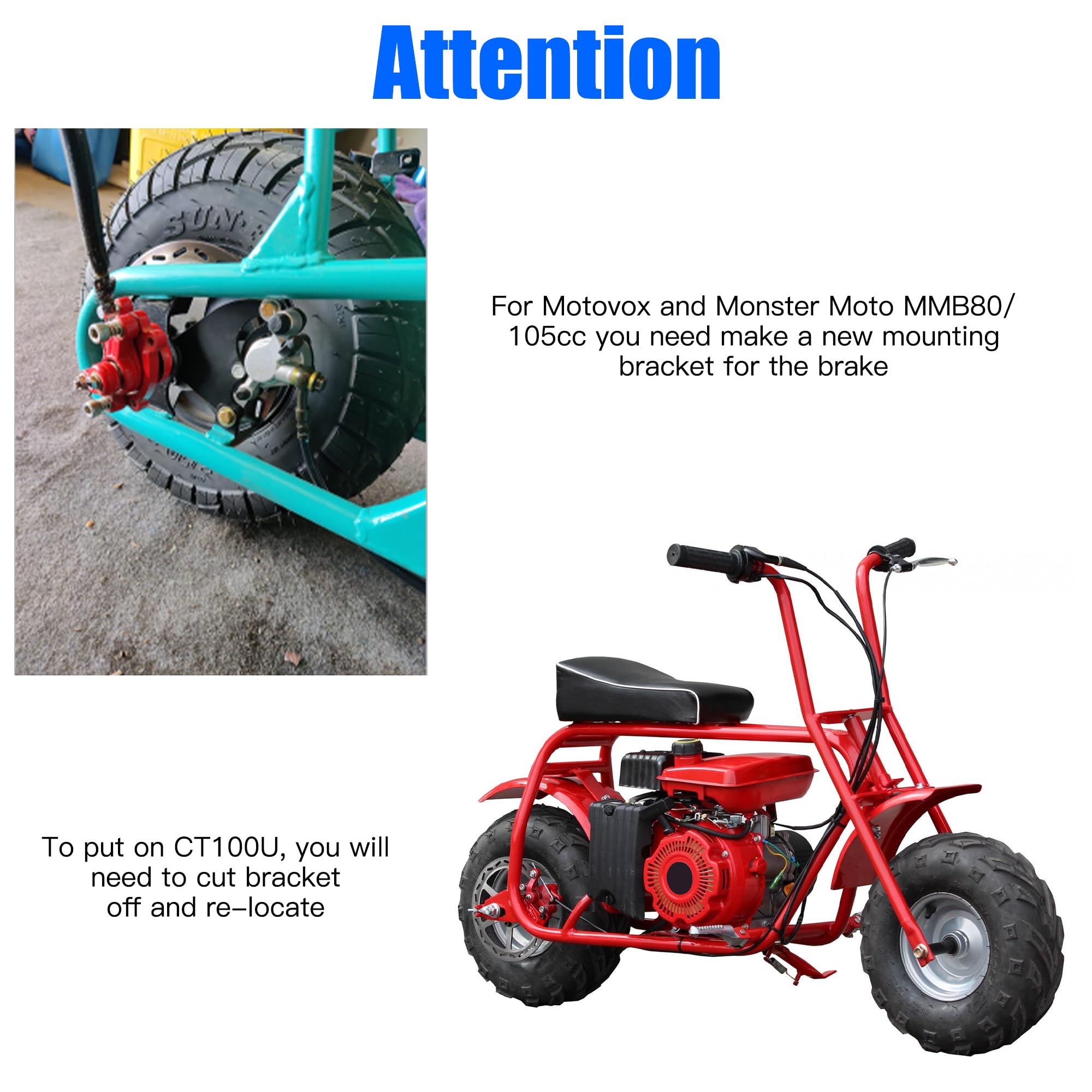 YOXUFA Upgraded Mini Bike Hydraulic Disc Brake Caliper Assembly Kit for Baja Doodle Bug DB30 Blitz Dirt Bug Racer Coleman Predat