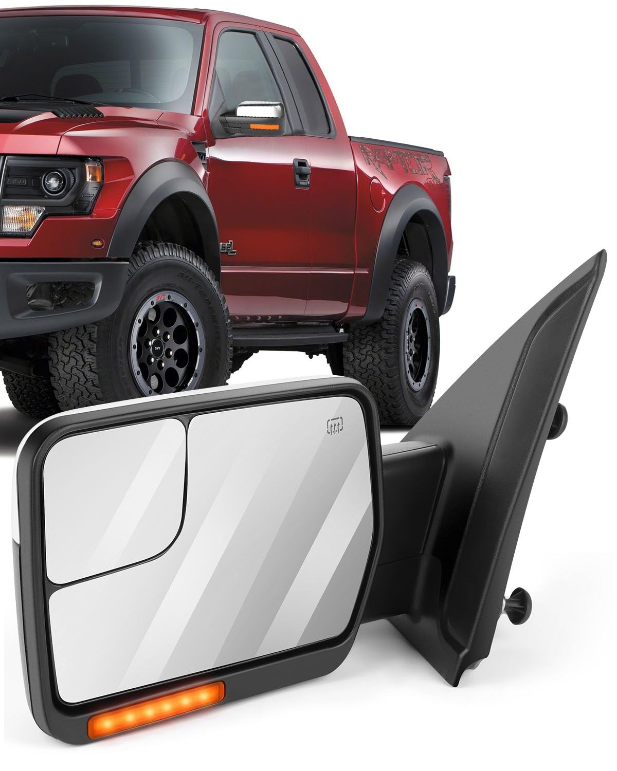 ECCPP Replacement fit for Ford for F-150 2004-2014 Driver Chrome Towing Mirror Power Heated Puddle Light Turn Signal Left Side V