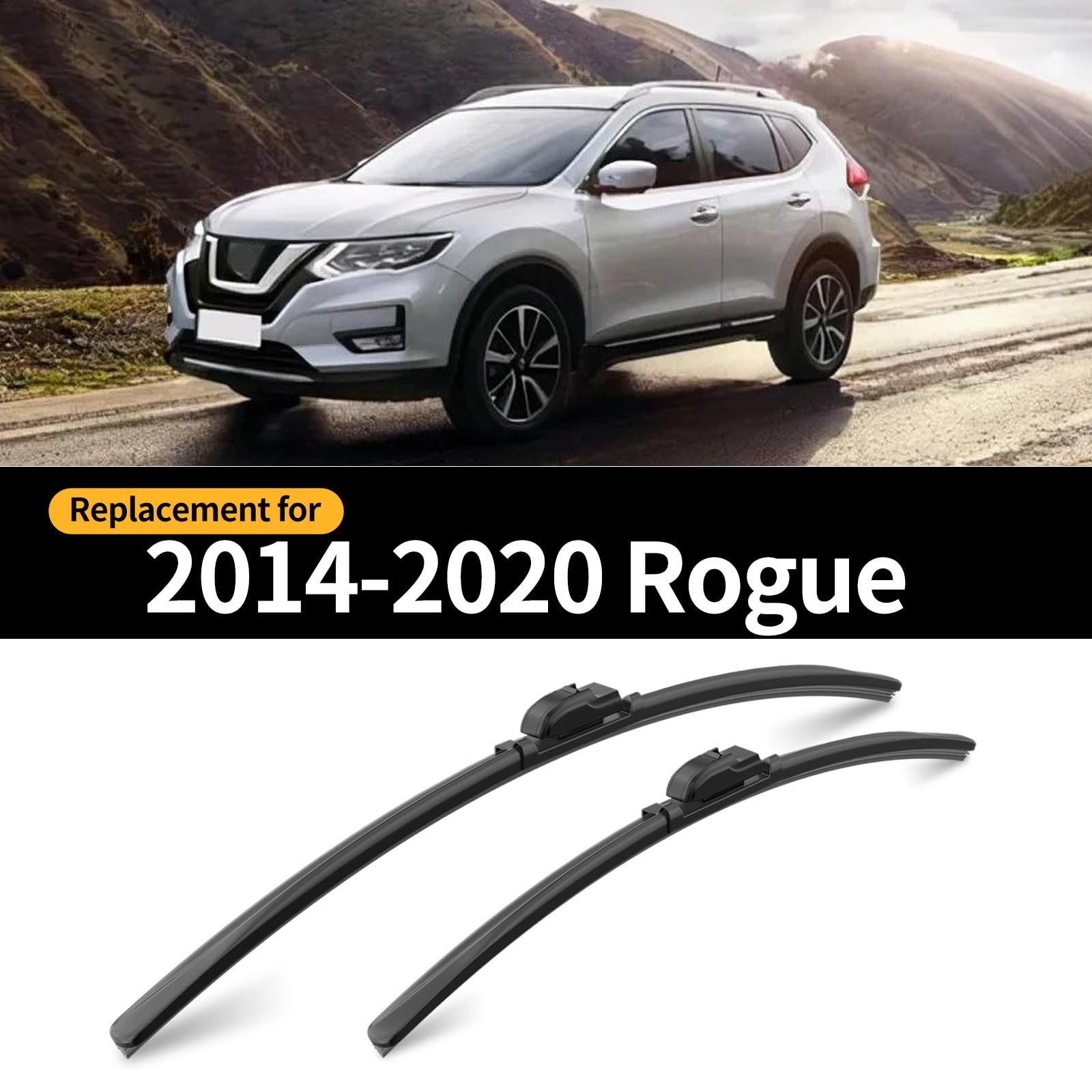 Gardimu Front And Rear Windshield Wiper Blades, 3 Pcs Front And Back Windshield Wipers Blades Replacement For Nissan Rogue 2014-