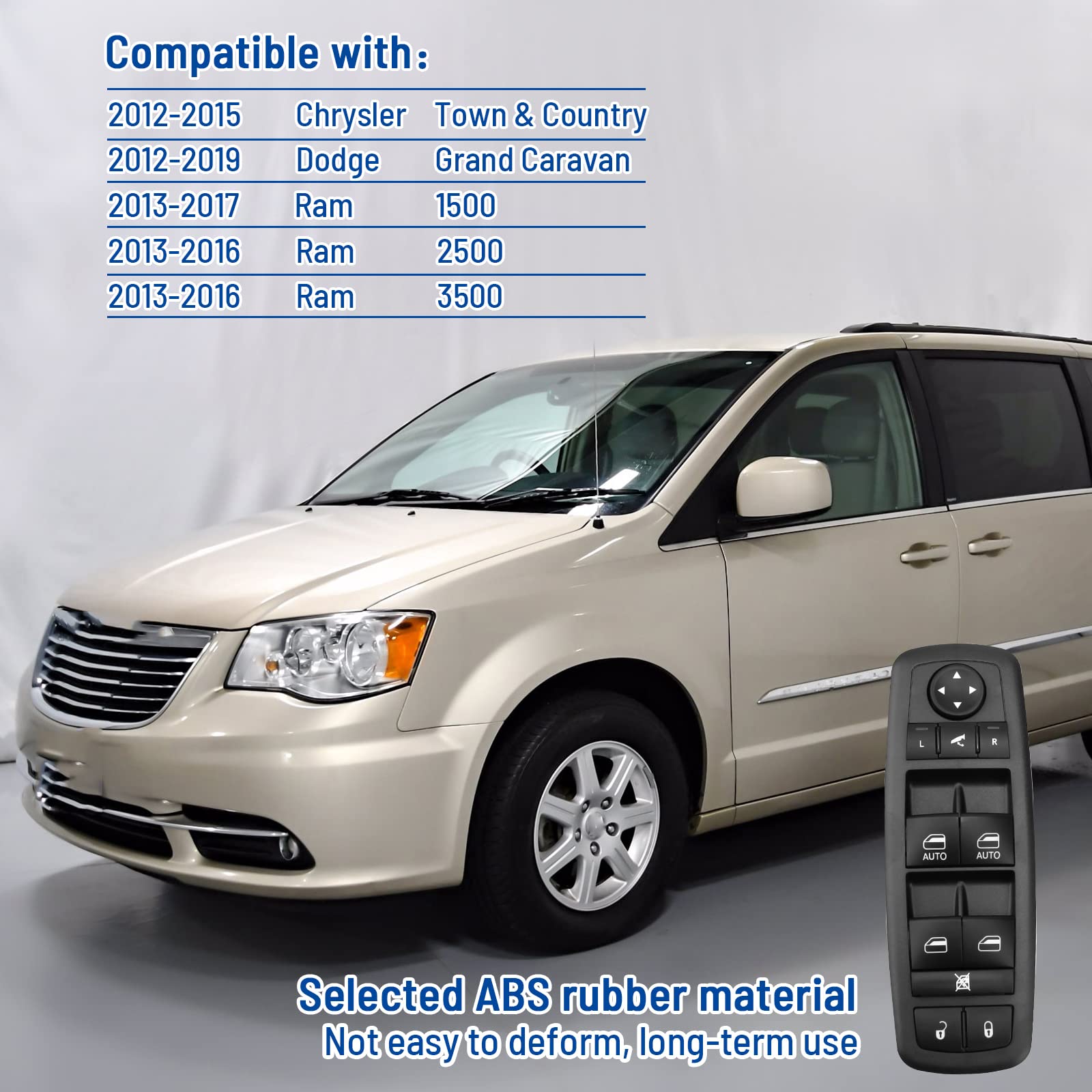 Power Window Switch Compatible With 2012-2015 Dodge Grand Caravan Chrysler Town & Country 2013-2015 Ram 1500 2500 3500 Oe:68110867Ab 68110867Aa Black