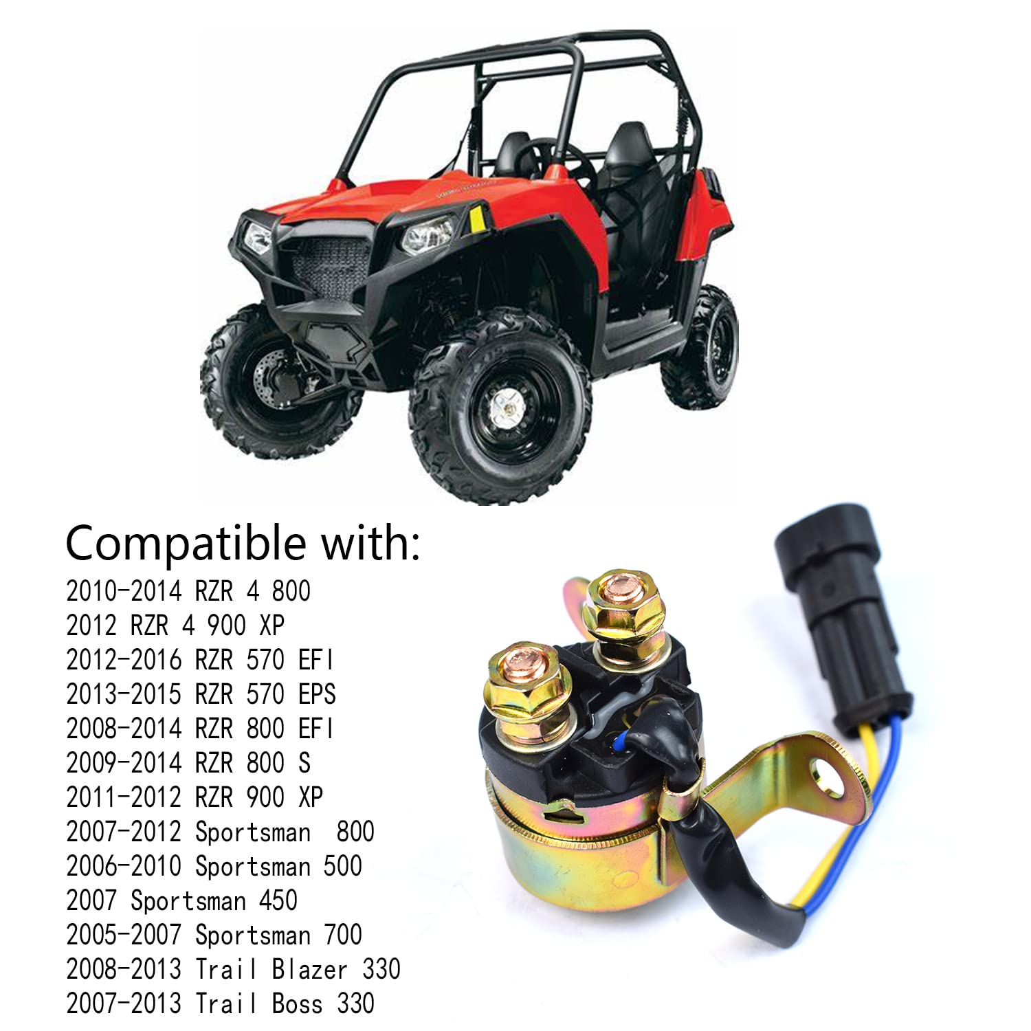 Starter Solenoid Relay Compatible With Polaris Ranger Rzr Sportsman Hawkeye Trailboss 330 325 400 450 500 570 700 800 900 1000 2006-2016 Replace 4010947/4012001