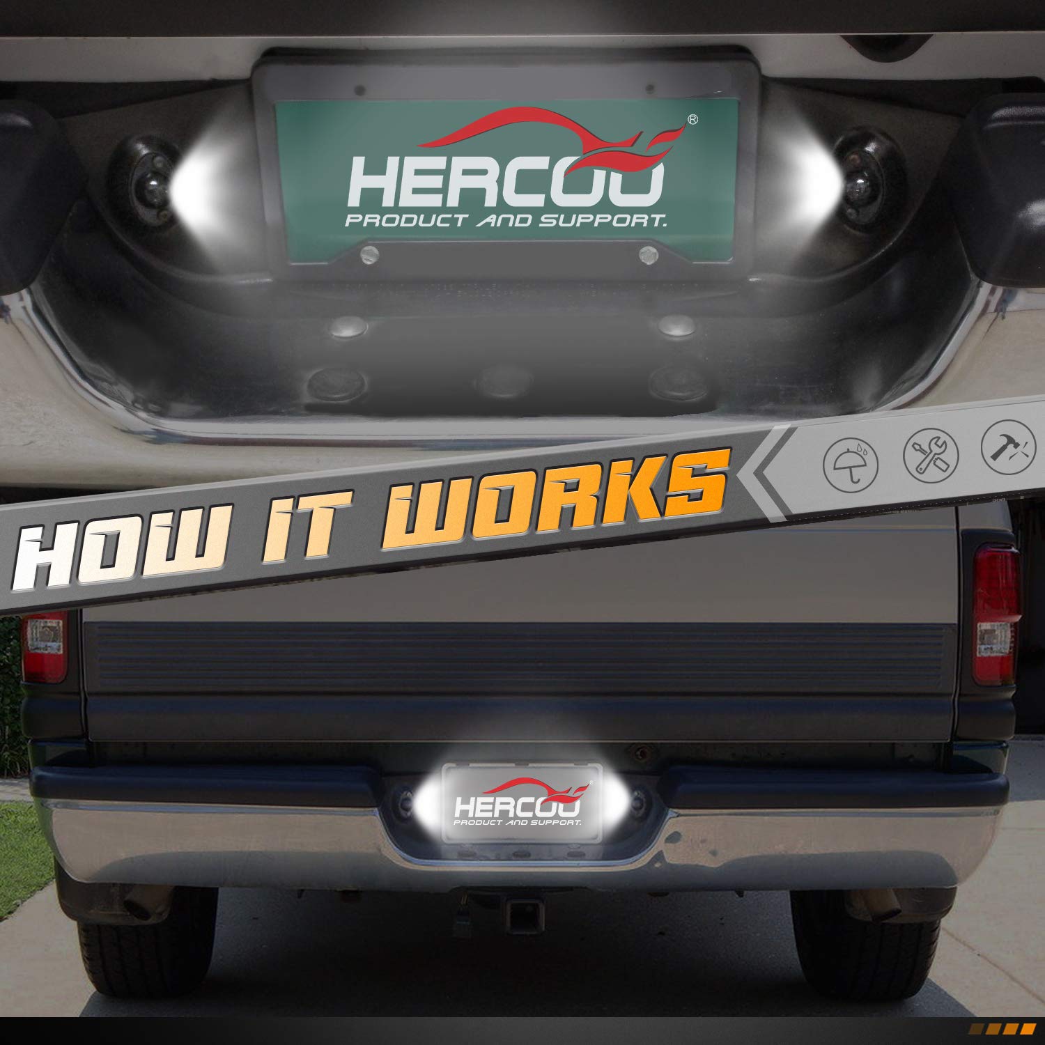 Hercoo Led License Plate Light Lens Rear Lamp Socket Wiring Harness Pigtail Black Housing Compatible With 1994 1995 1996 1997 19