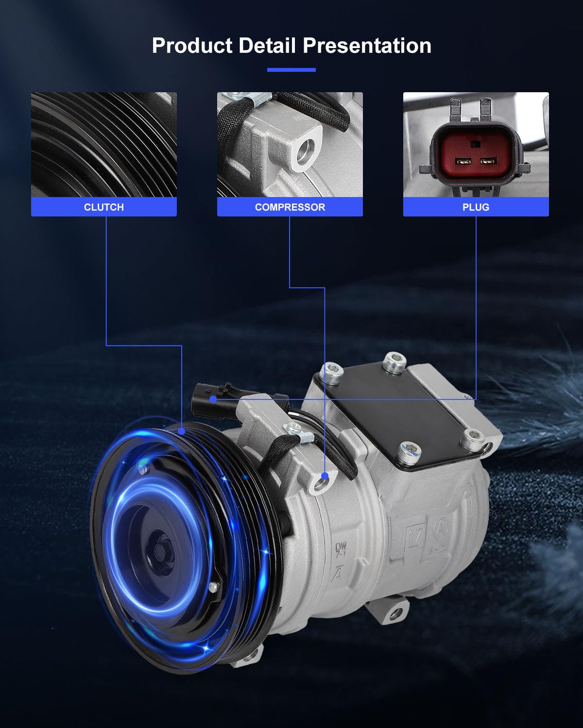 Eccpp A/C Compressor With Clutch 2000 Fit For Chrysler Voyager 2.4L 1999-2002 Fit For Jeep Wrangler 2.5L Ac Compressor