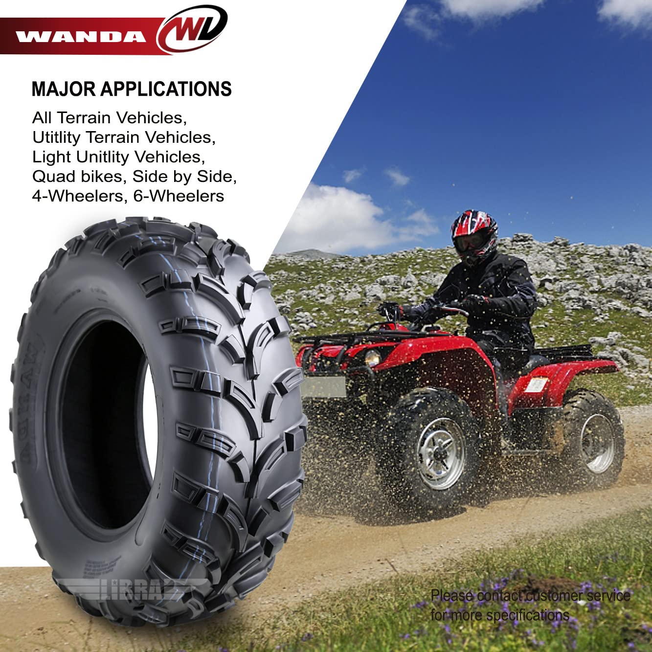 Wanda Set Of 4 Atv Utv Tires 26X9-12 26X9X12 6Pr Lit Mud