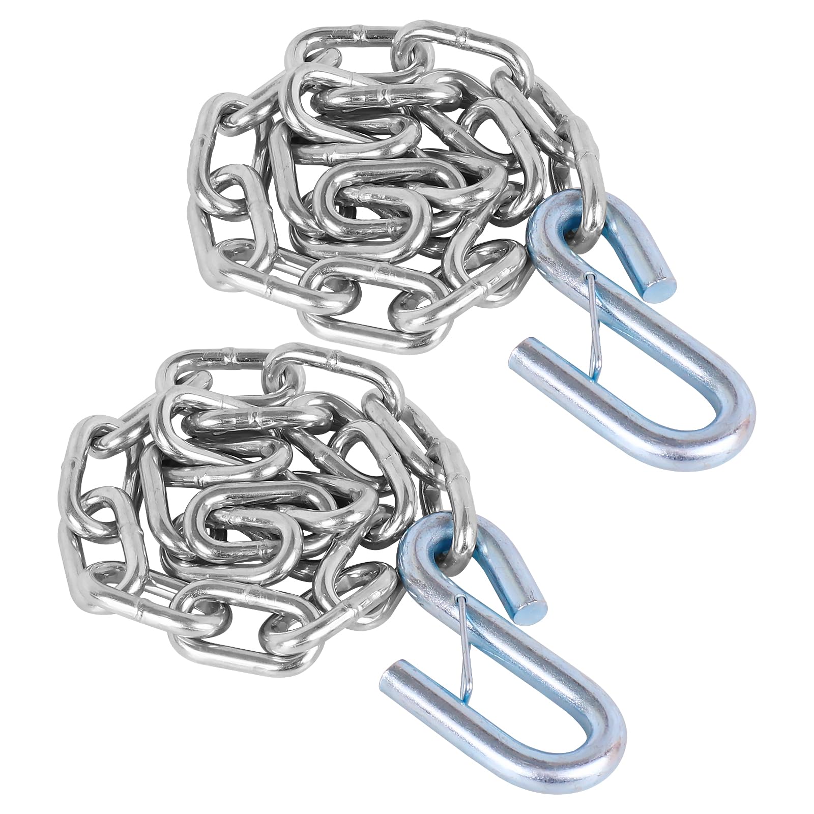 Tnyeobae 27 '' Trailer Safety Chain With 1Pcs 1/4 '' Spring Hook, Grade-30 Metal Safety Chain Kit 5000 Lbs(Pack Of 2)
