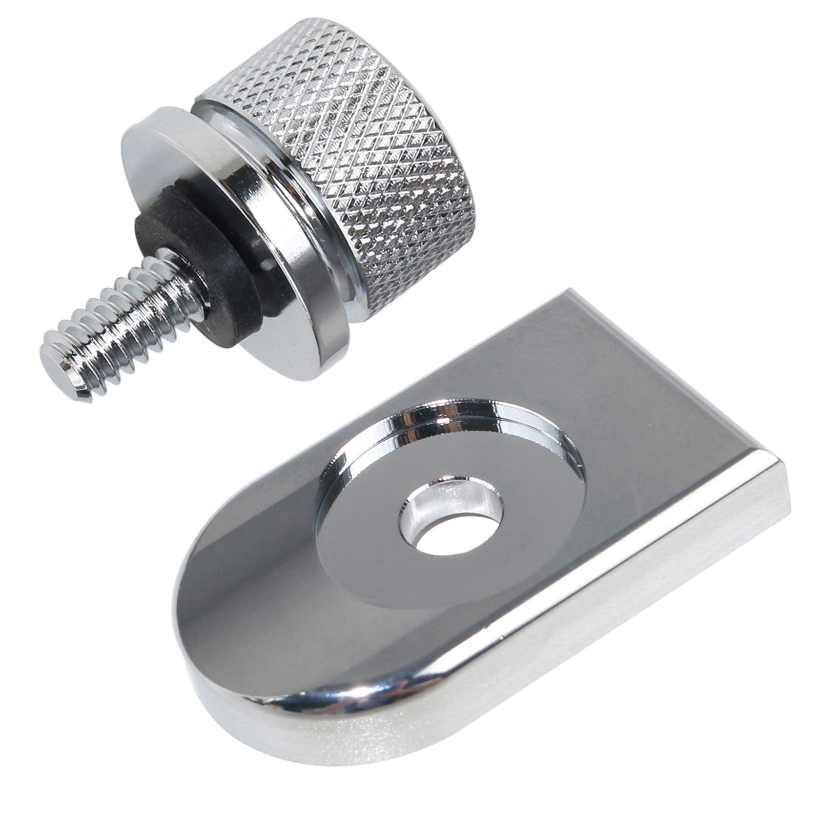 Buyinhouse Motorcycle Seat Bolt Tab Screw Mount Knob Cover For Harley Fatboy Road King Softail 1996 To 2021, Chrome