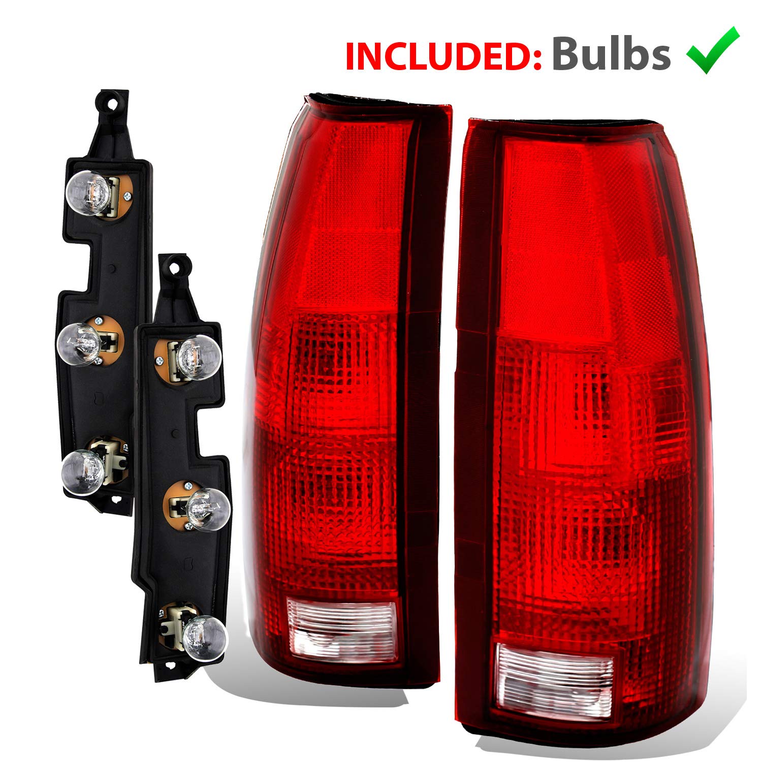 Amerilite 1988-1999 Fullsize C/K Silverado Tahoe Sierra Suburban Oe Rear Brake Lamp Replacement Halogen Pickup Truck Tail Lights
