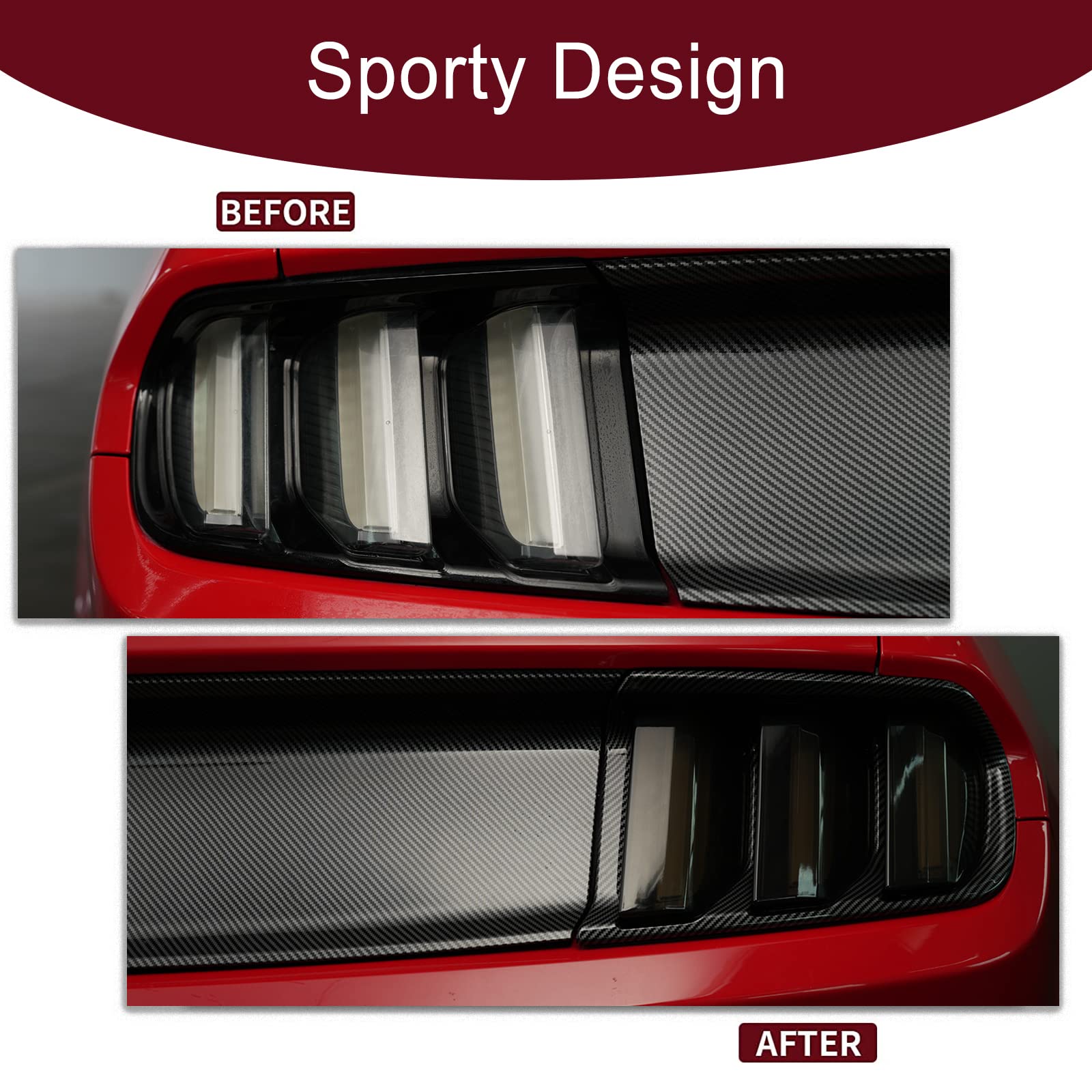 Litmiracle Smoke Black Tail Light Lamp Cover, Tail Light Lamp Cover Guard Trim Frame Bezels External Accessories Applicable To Ford Mustang 2015 2016 2017