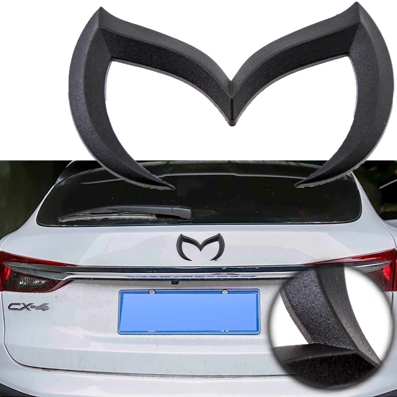 Xotic Tech Rear Trunk Evil M Emblem Logo Decor Badge Decal, Compatible With Mazda 3 6 Cx Mx Miata (Matte Black)