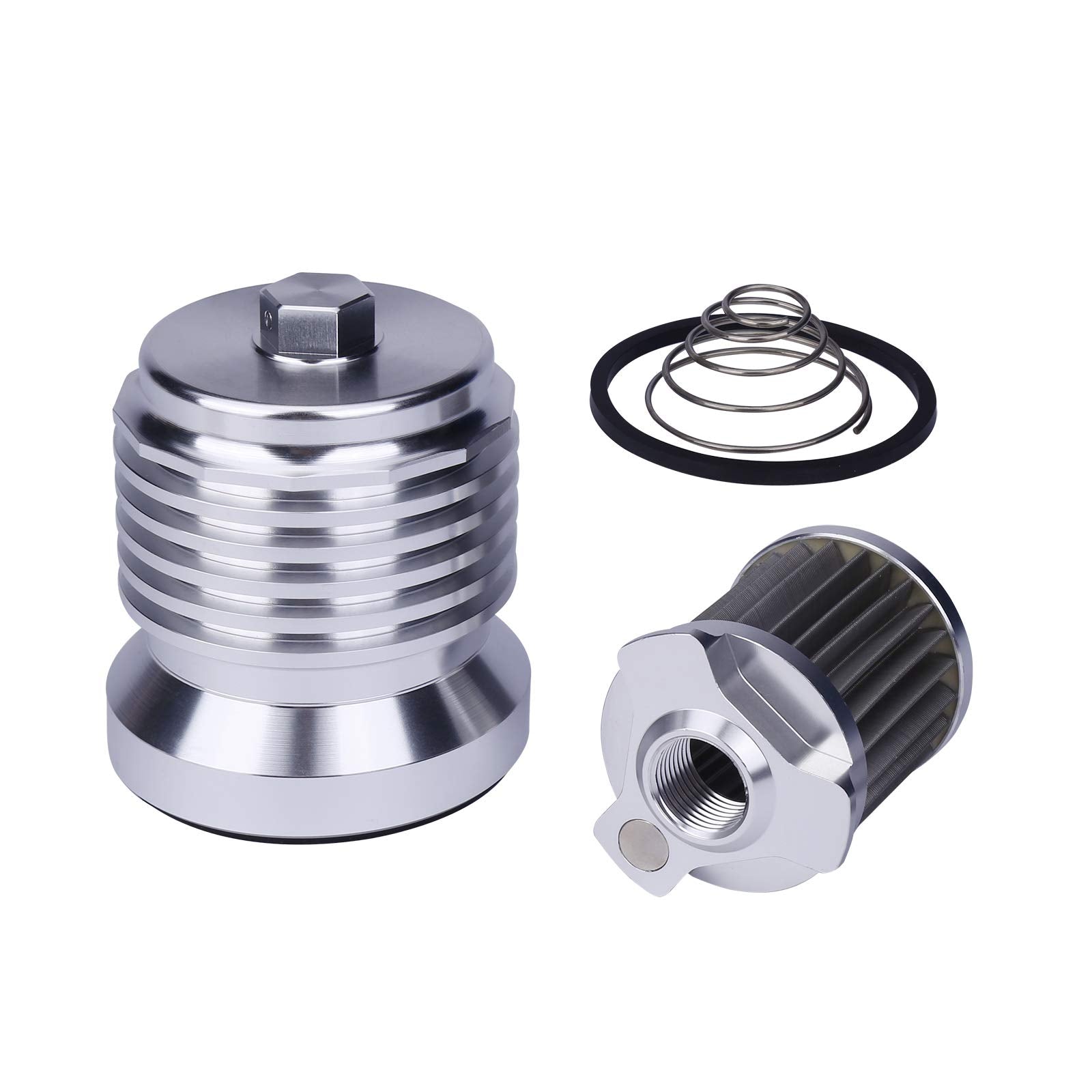 AZUMKA Motorcycle Racing Oil Filter - Stainless Steel, Reusable, Large Size, Fits Harley Davidson Touring Twin Cam, Silver