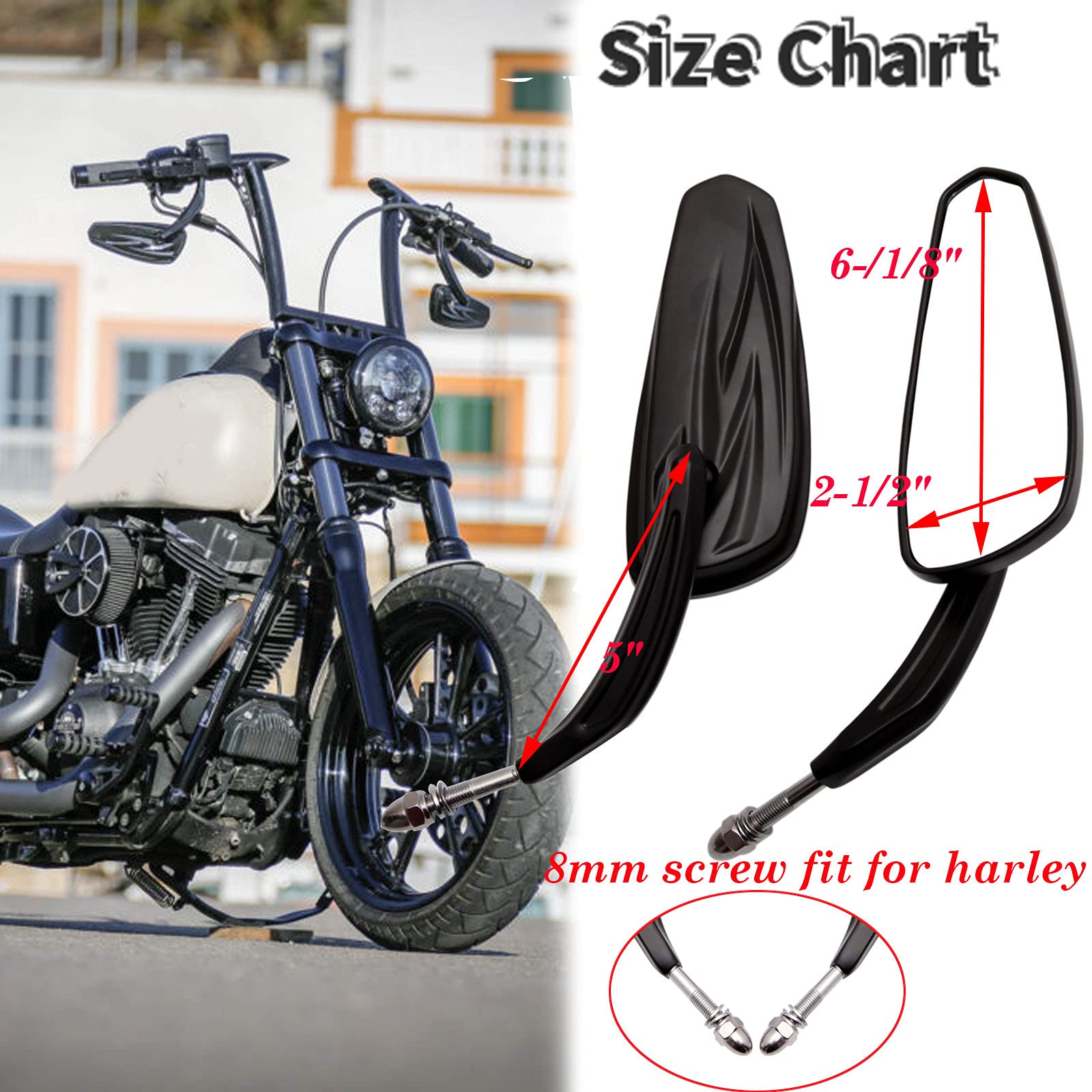 Black Motorcycle Side Mirror Teardrop For Road King Street Electra Glide Road Glide Dyna Softail Rearview 1982-2018 2019 2020 (B