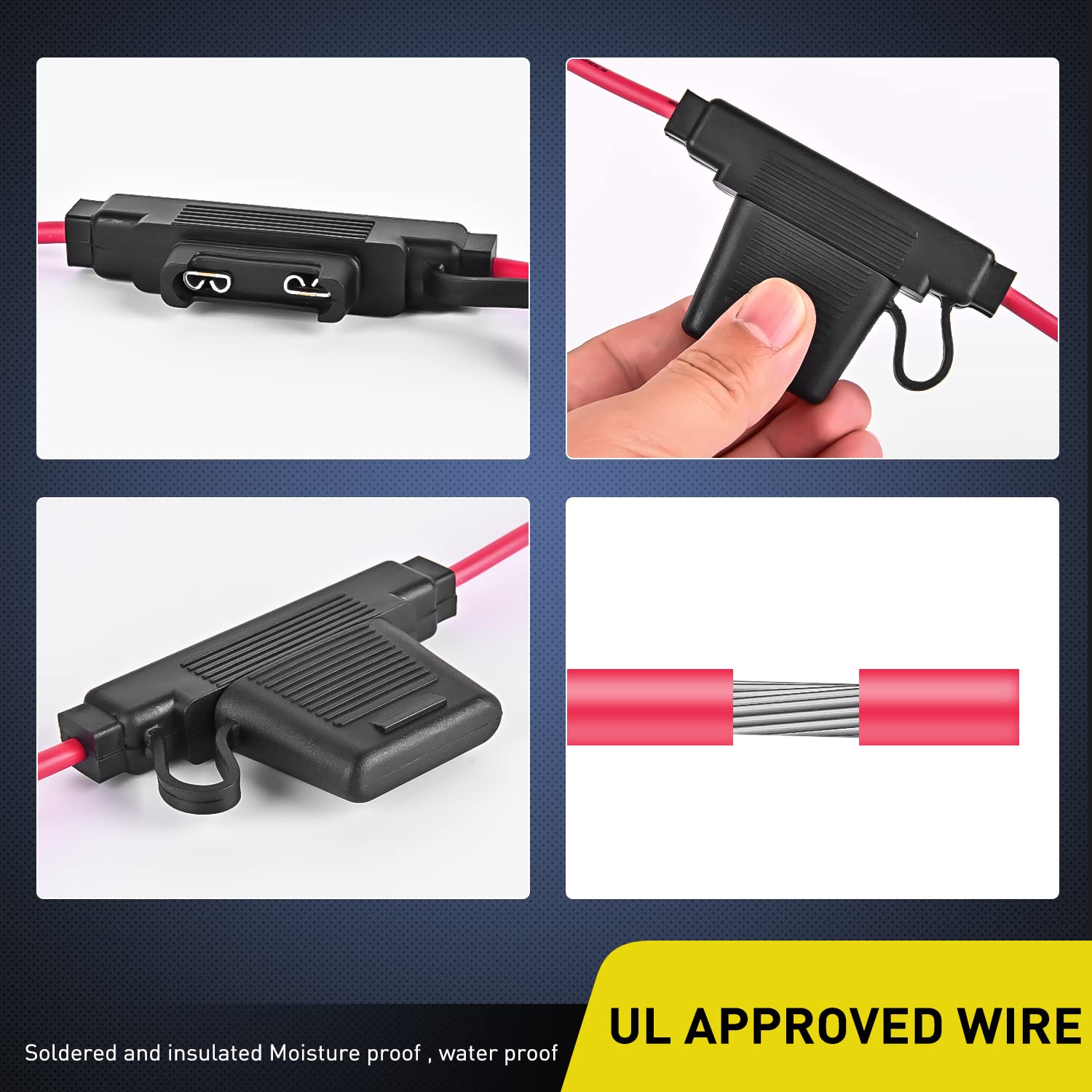 Nilight 2Pcs Inline Maxi Fuses Holder 10 Gauge Awg Tin Plated Copper 12V Holder 30A 40A Maxi Apx Ip67 Waterproof Maximum 60A Fus